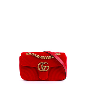 GUCCI - Sac à épaule GG Marmont small Gucci en velours rouge