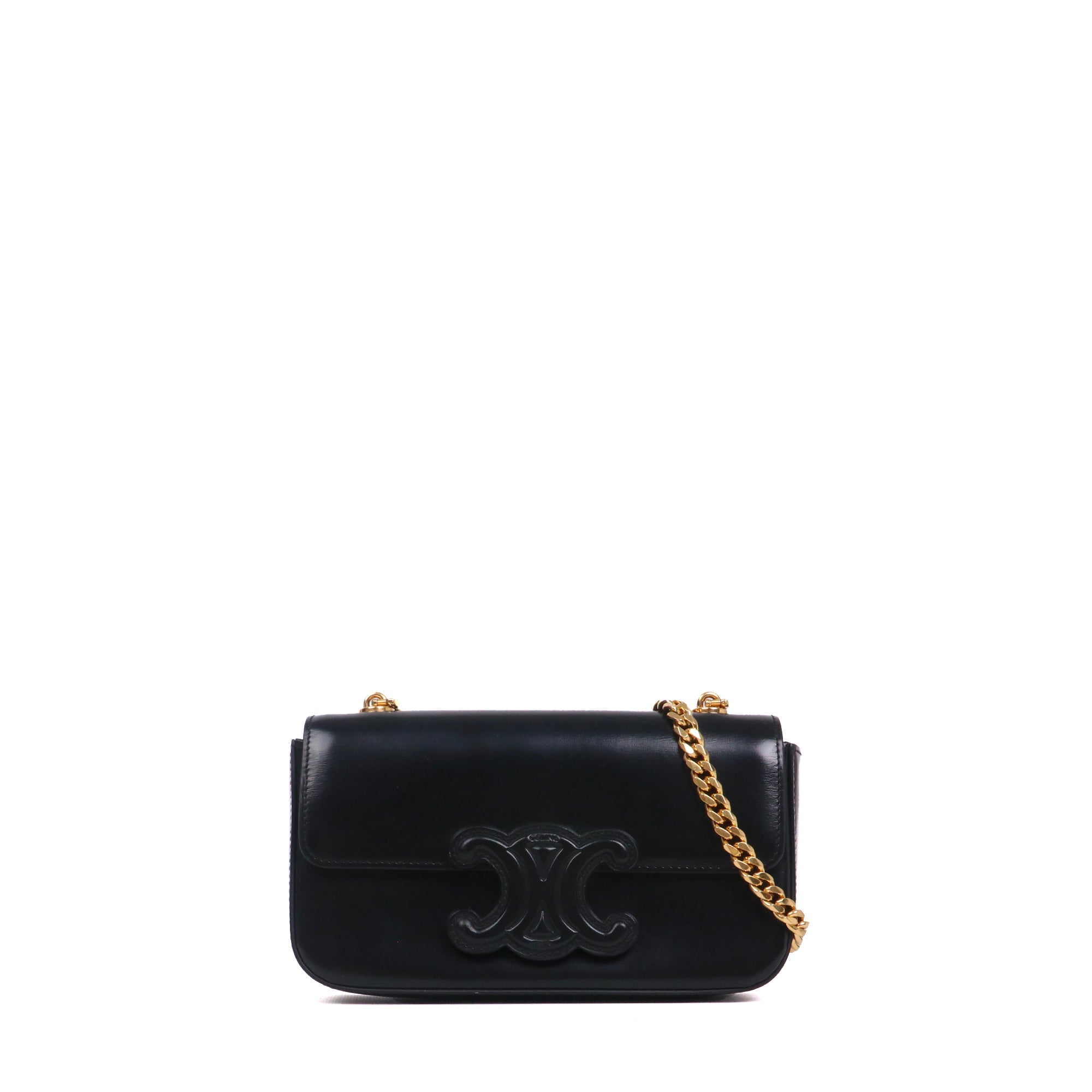 CELINE - Sac à épaule Shoulder Chain bag Triomphe Céline en cuir noir