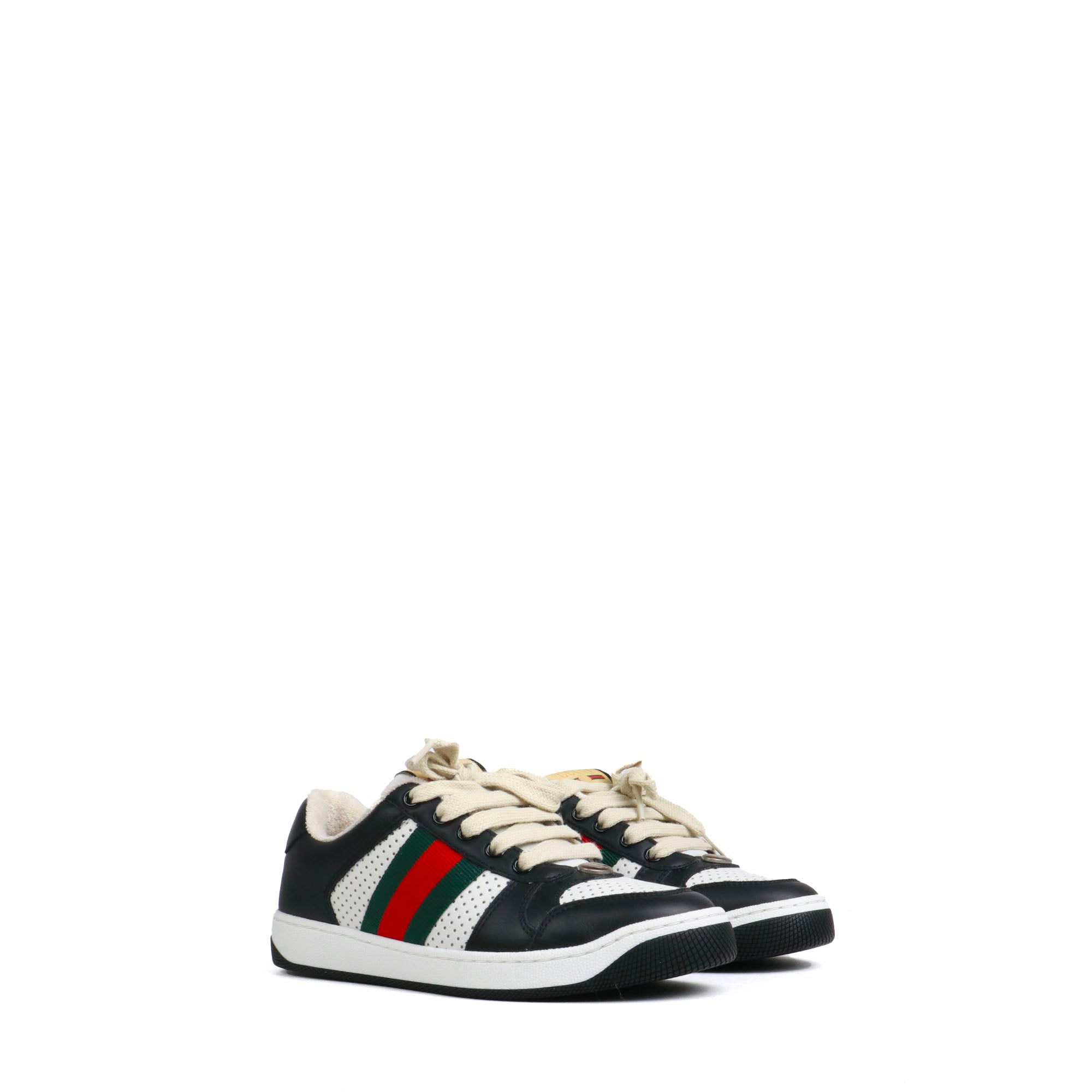 GUCCI - Sneakers Screener Gucci à lacets en cuir noir (T35,5)