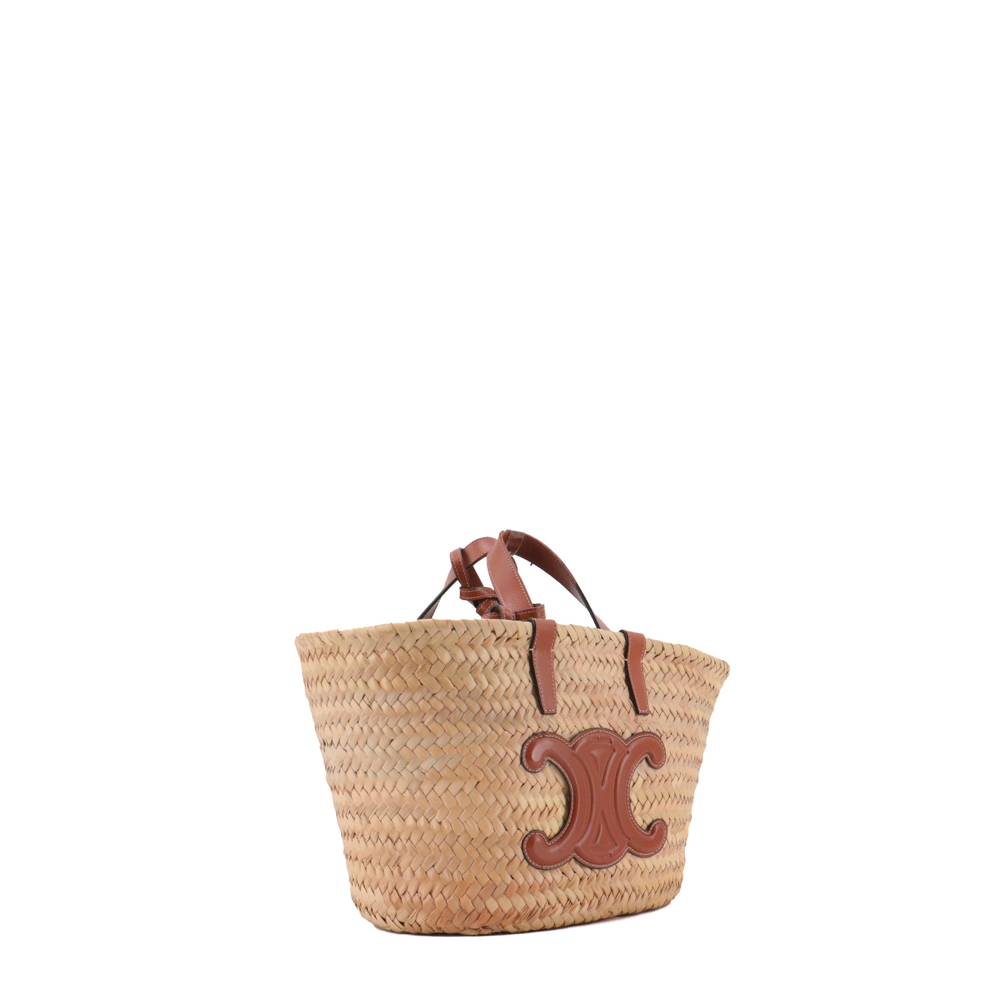 CELINE - Panier Triomphe teen Celine en paille et cuir tan
