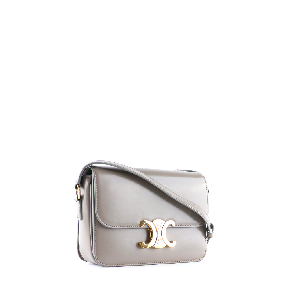 CELINE - Sac à bandoulière Triomphe teen en cuir box gris