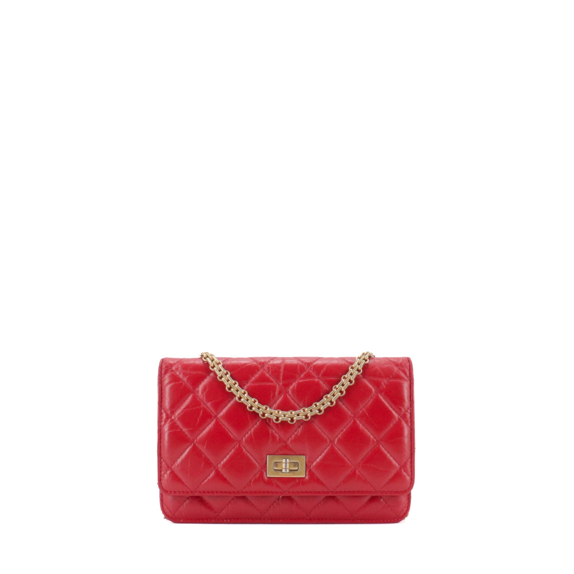 CHANEL - Wallet on chain 2.55 Chanel en cuir matelassé rouge