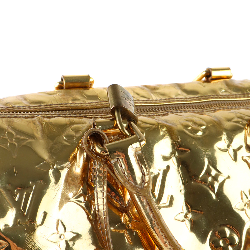 LOUIS VUITTON - Sac à main Speedy 30 en cuir verni miroir doré