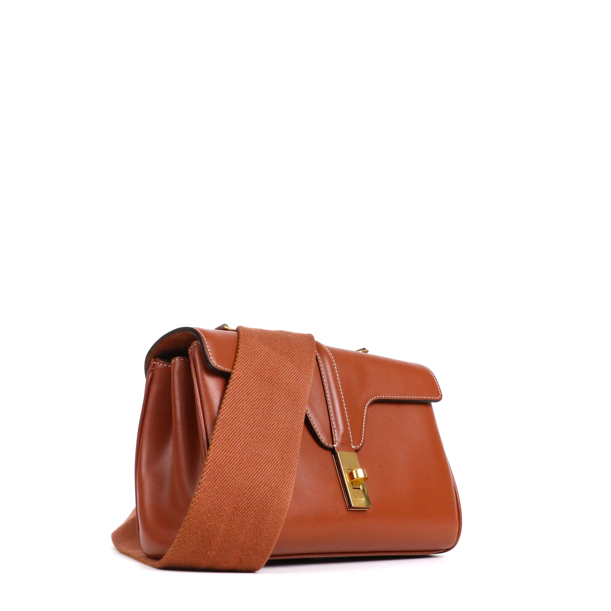 CELINE - Sac à bandoulière Soft 16 Teen Celine en cuir lisse marron