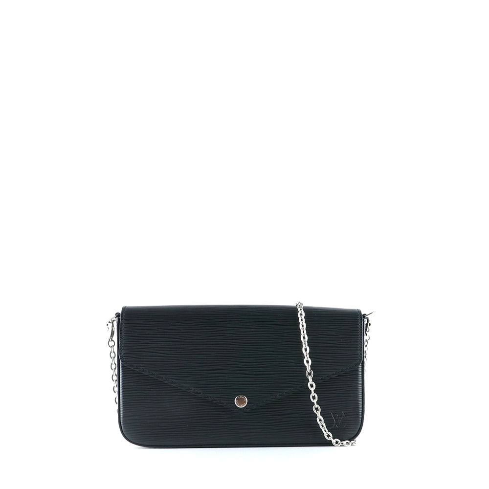 LOUIS VUITTON - Pochette Felicie en cuir épi noir