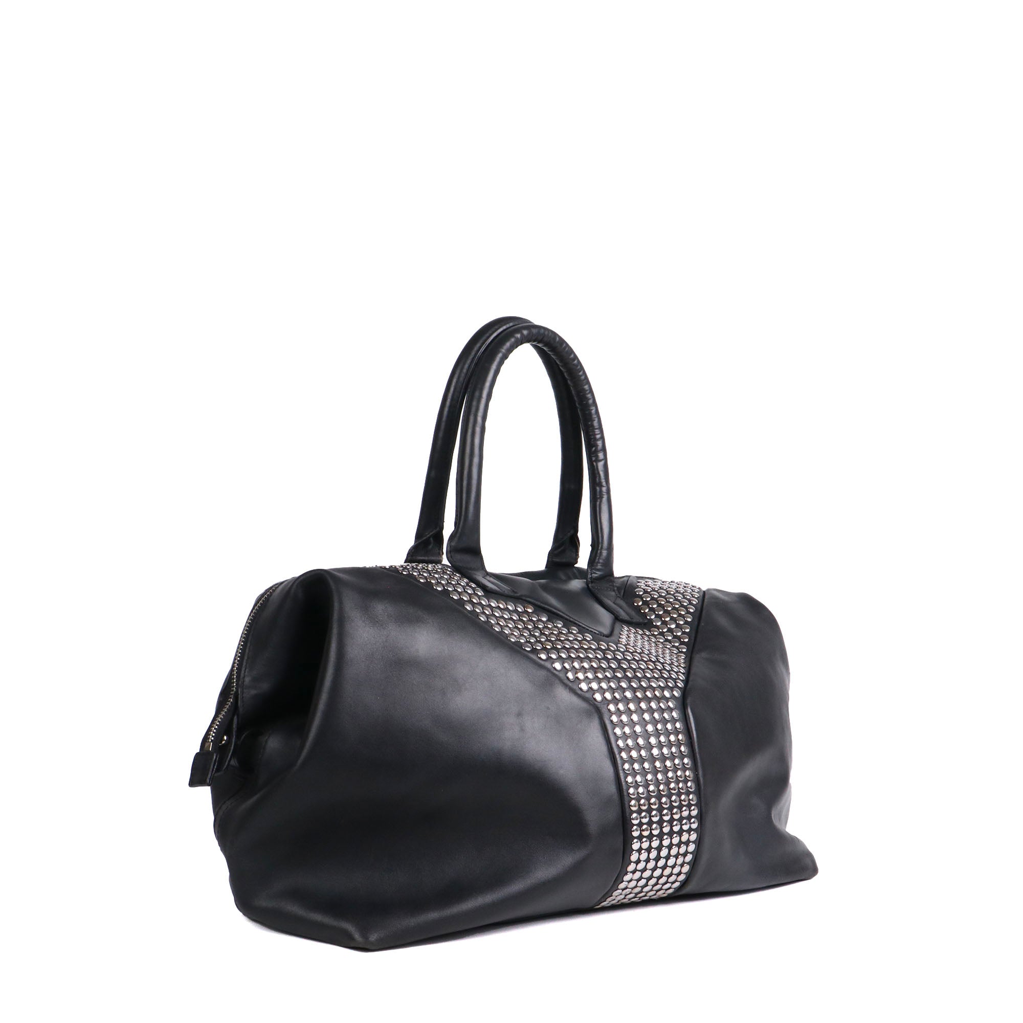 SAINT LAURENT - Sac à main Easy Rock vintage Saint Laurent en cuir noir