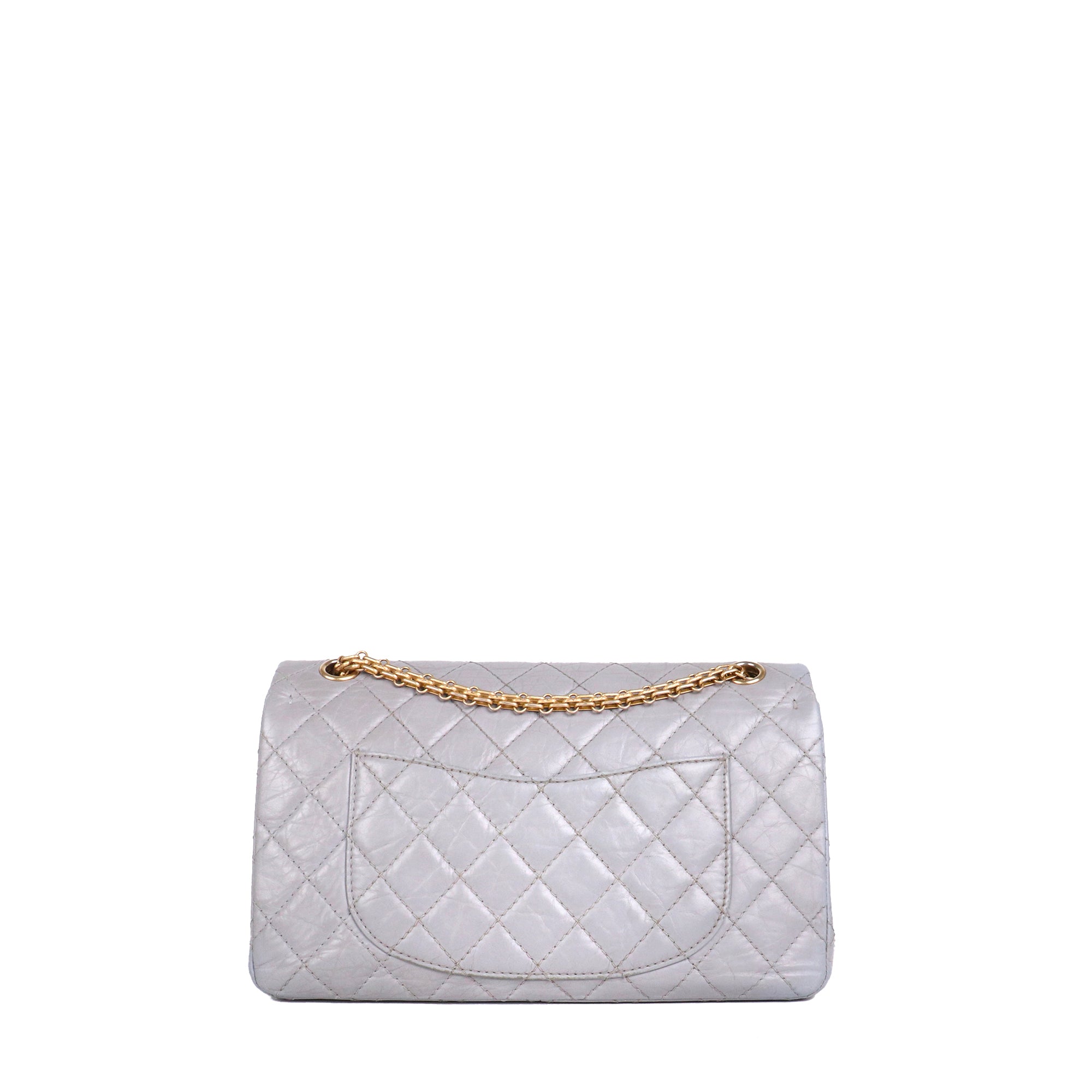 CHANEL - Sac à bandoulière 2.55 Chanel medium en cuir froissé gris