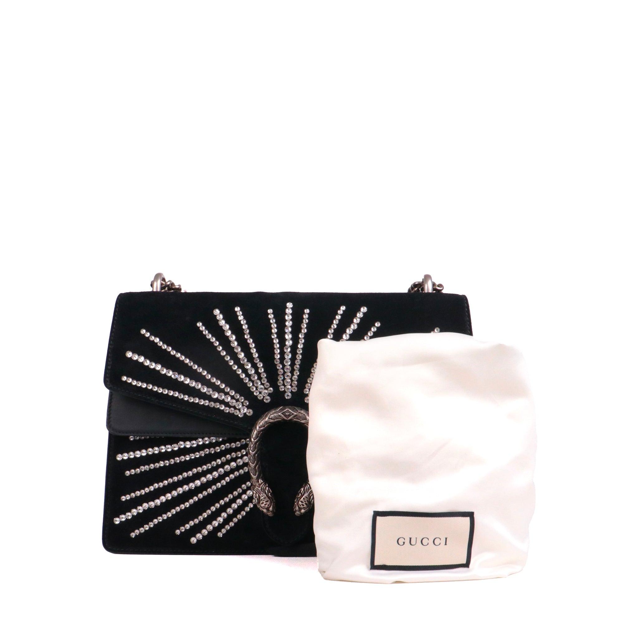 GUCCI - Sac à épaule Dionysus medium Gucci en daim noir à strass