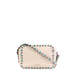 VALENTINO - Sac à bandoulière Rockstud Valentino en cuir grainé beige