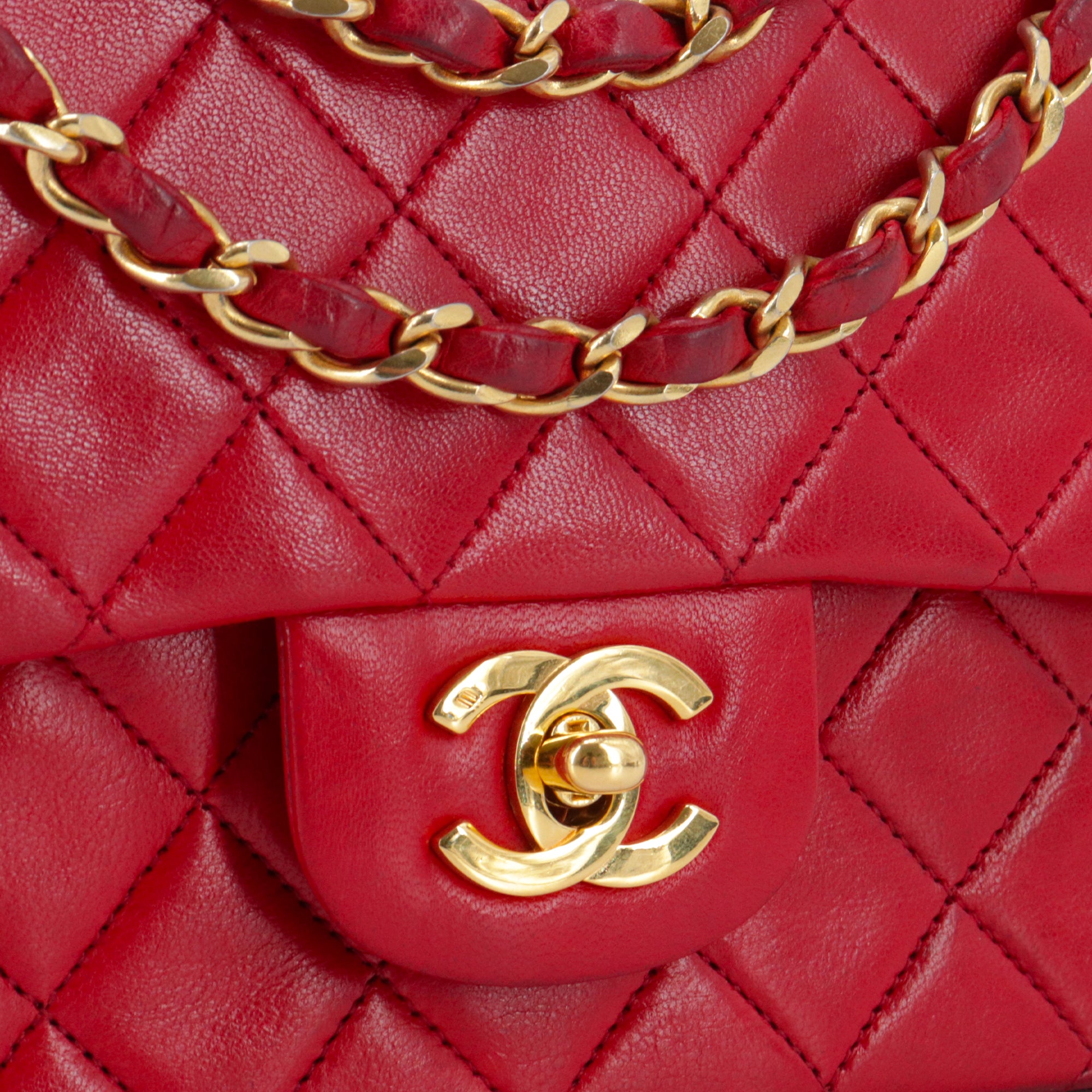 CHANEL - Sac à main Classique/Timeless 23 Chanel vintage double flap en cuir matelassé rouge
