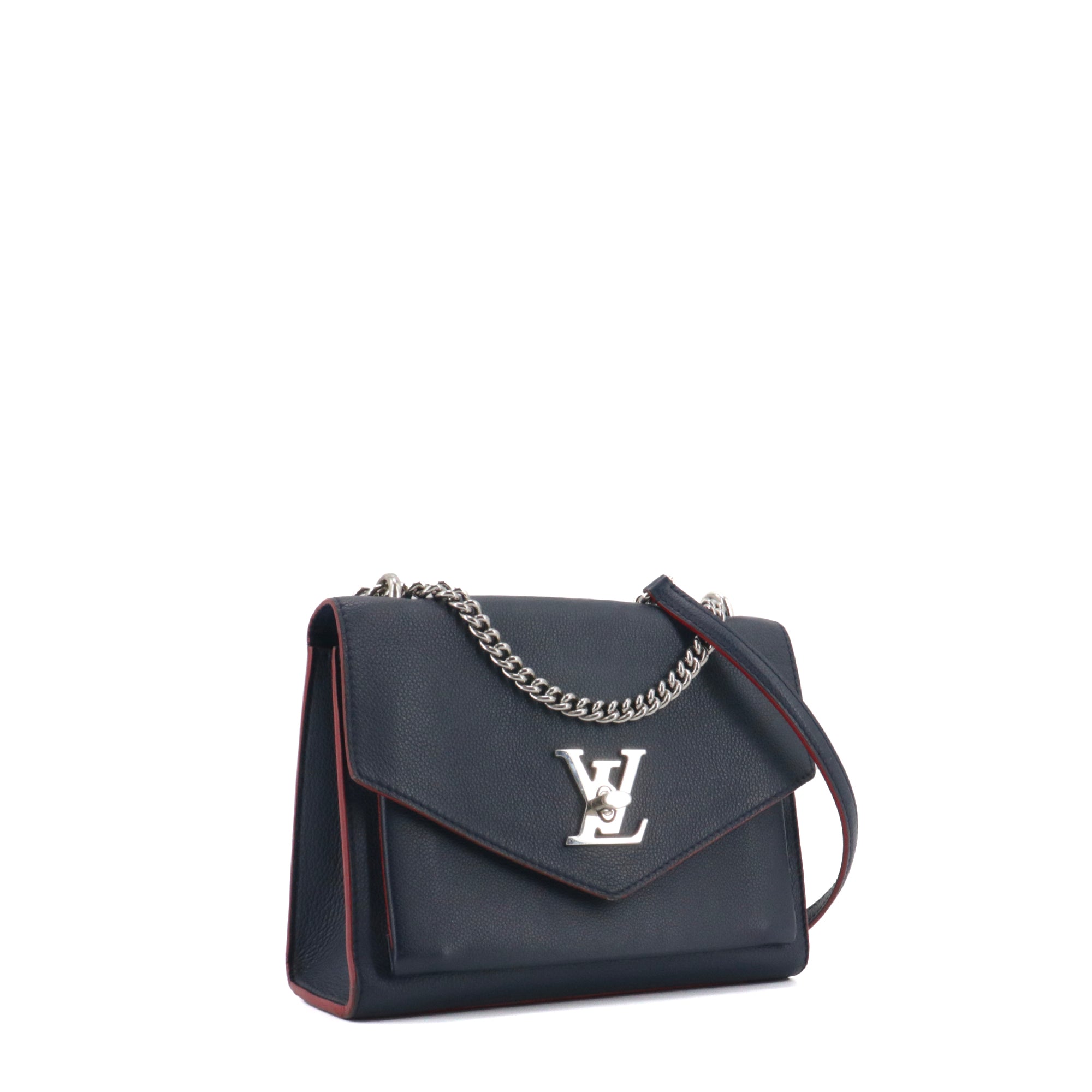 LOUIS VUITTON - Sac à main Mylockme Louis Vuitton en cuir grainé bleu marine