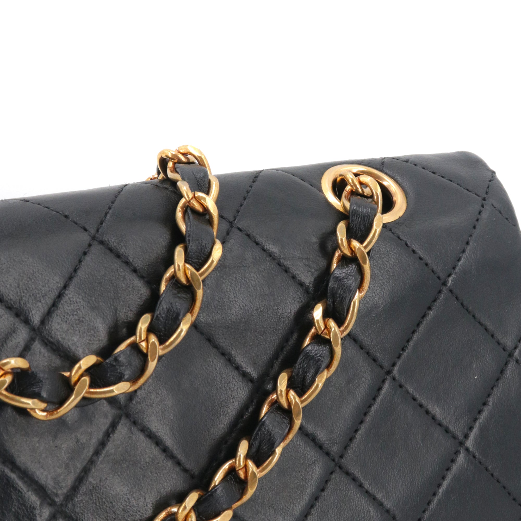 CHANEL - Sac à main Classique/Timeless Chanel 11.12 double flap Chanel en cuir lisse noir vintage