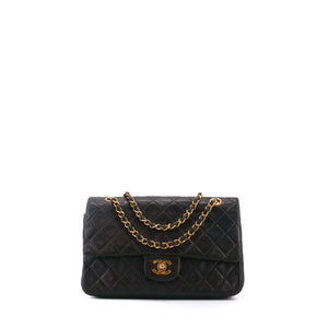 CHANEL - Sac à main Classique/Timeless Chanel 11.12 double flap Chanel en cuir lisse noir vintage