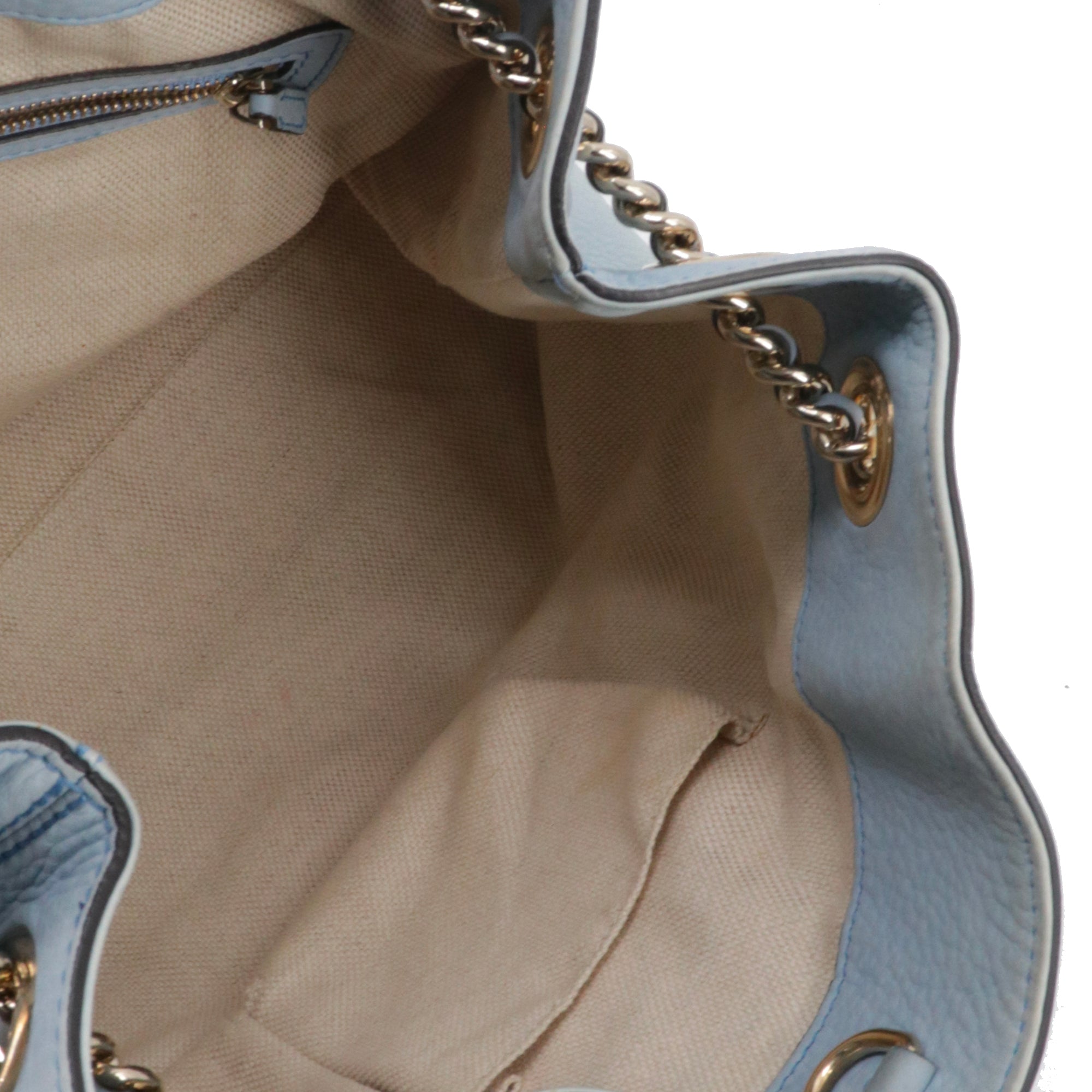 GUCCI - Sac cabas Soho Gucci en cuir grainé bleu clair