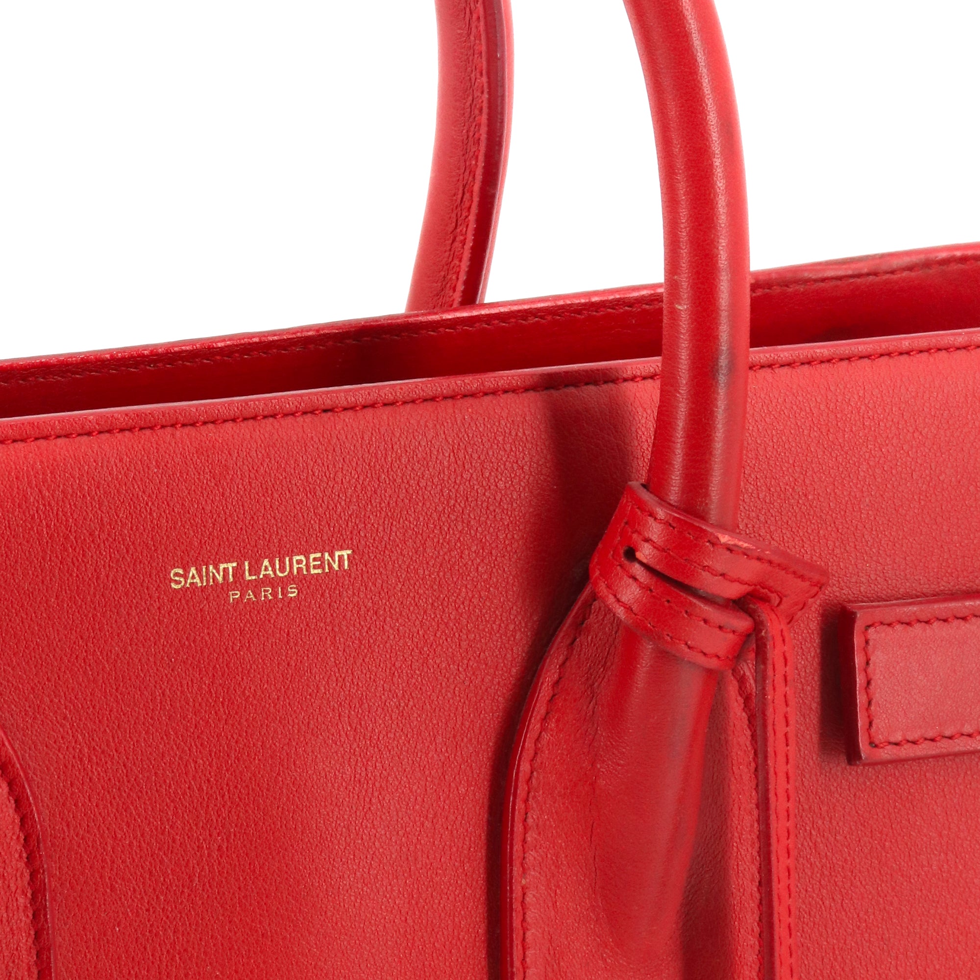 SAINT LAURENT - Sac de Jour small Saint Laurent en cuir rouge