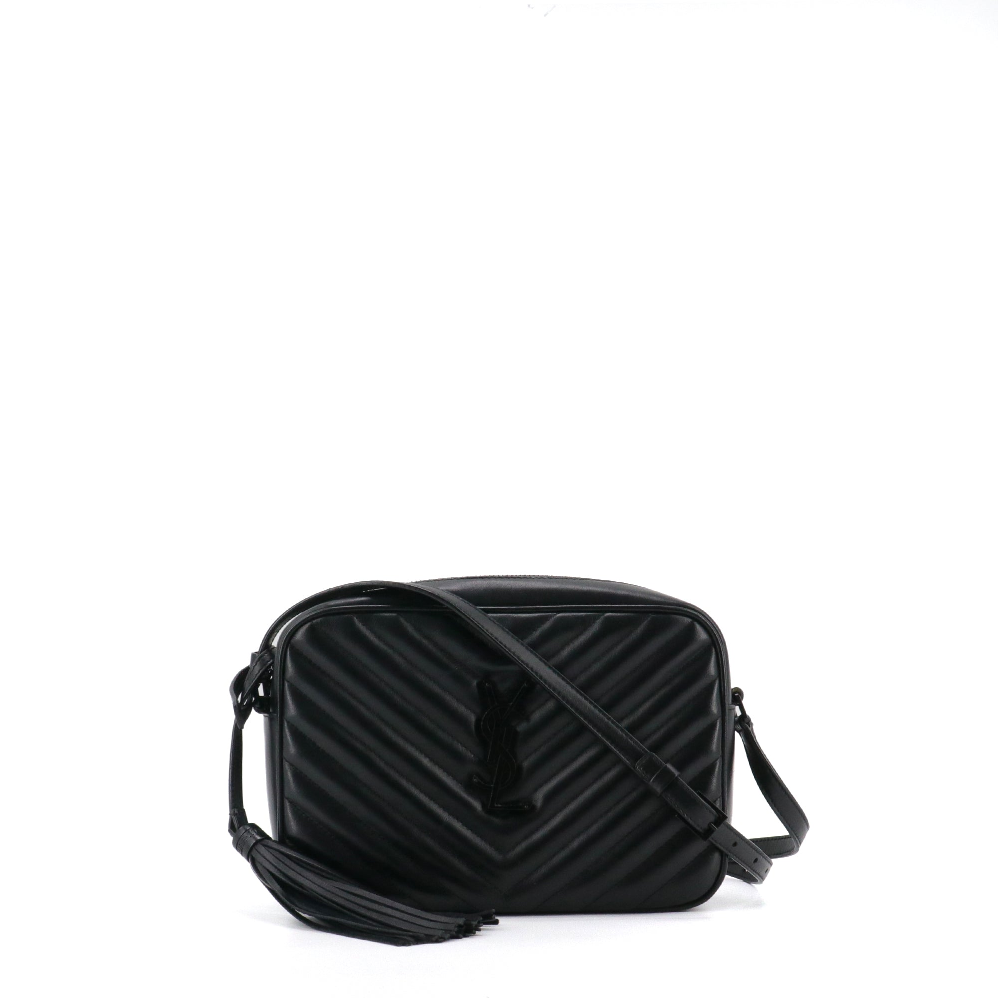SAINT LAURENT - Sac à bandoulière Lou Saint Laurent en cuir chevron noir