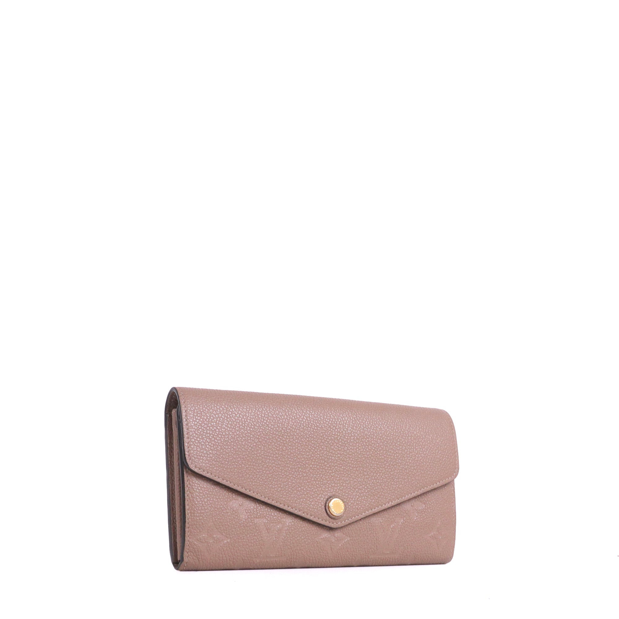 LOUIS VUITTON - Portefeuille Sarah Louis Vuitton en cuir Monogram Empreinte taupe