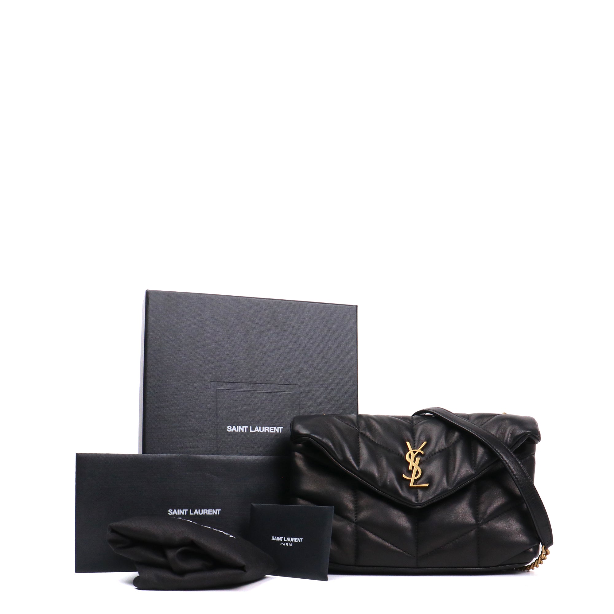 SAINT LAURENT - Sac à bandoulière Puffer Toy Saint Laurent en cuir matelassé noir