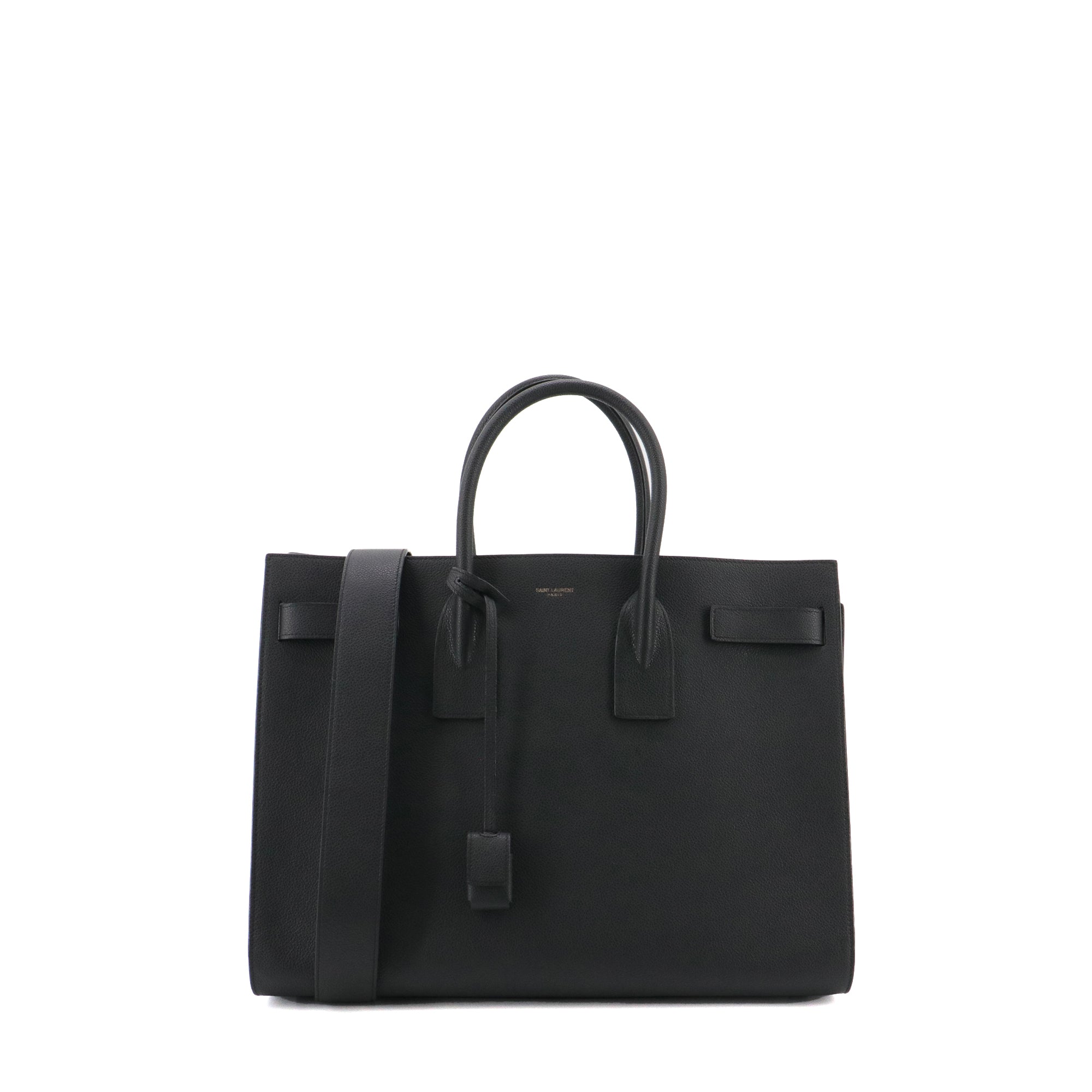 SAINT LAURENT - Sac de Jour Large Saint Laurent en cuir grainé noir