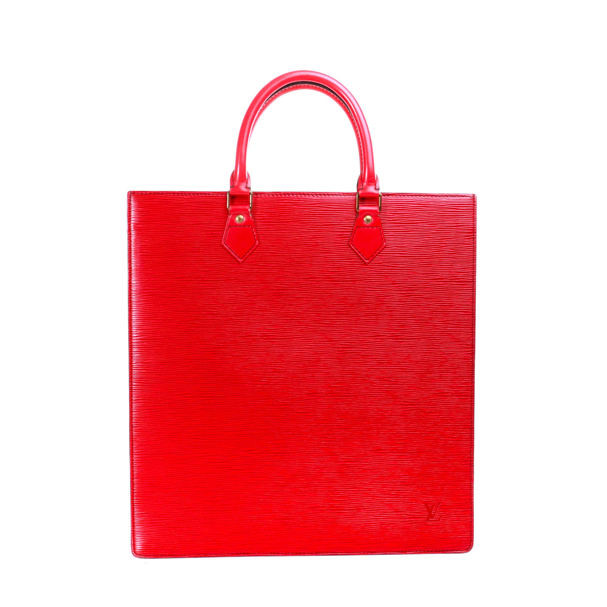 LOUIS VUITTON - Sac cabas plat GM Louis Vuitton en cuir épi rouge