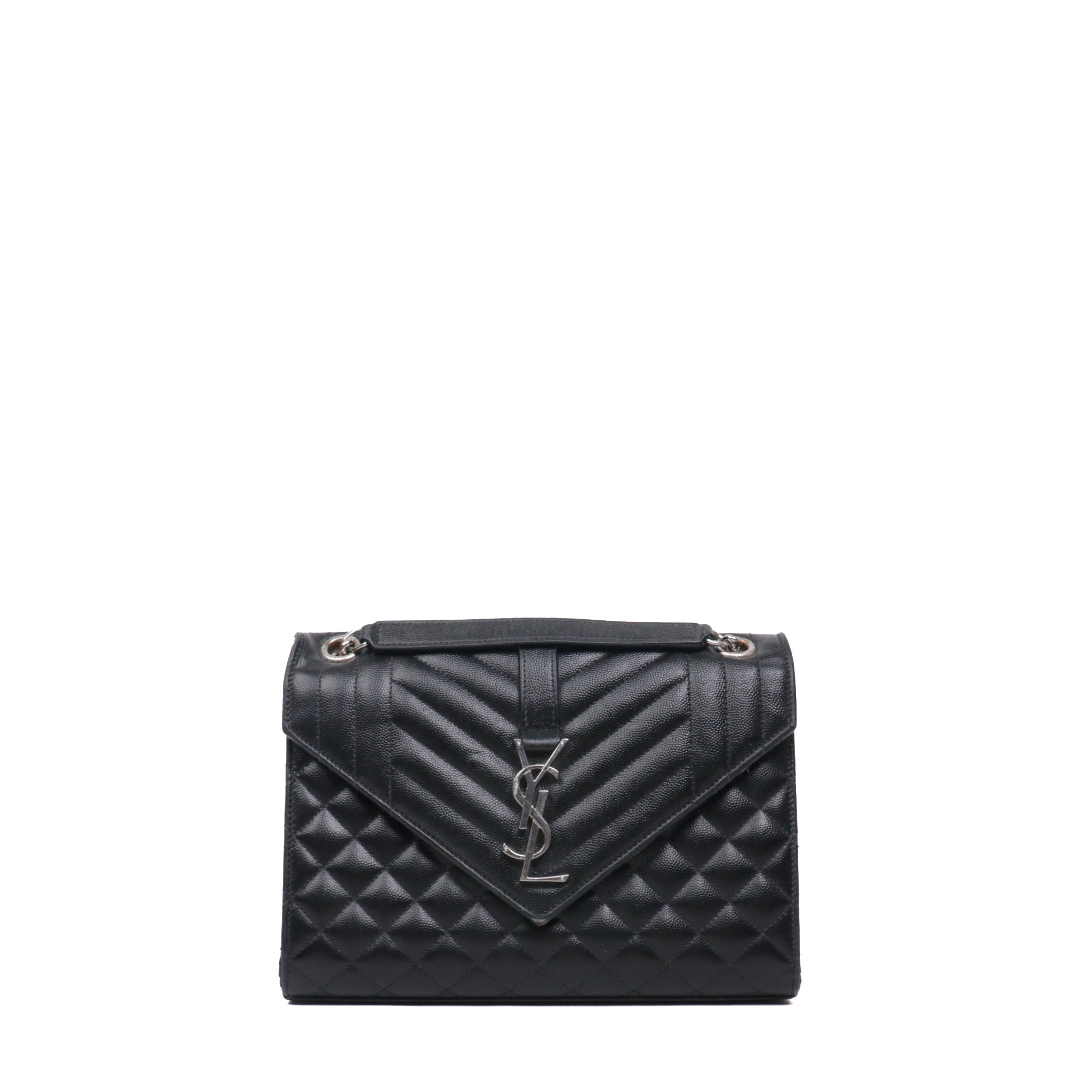 SAINT LAURENT - Sac à bandoulière Envelope Medium Saint Laurent en cuir matelassé grainé noir