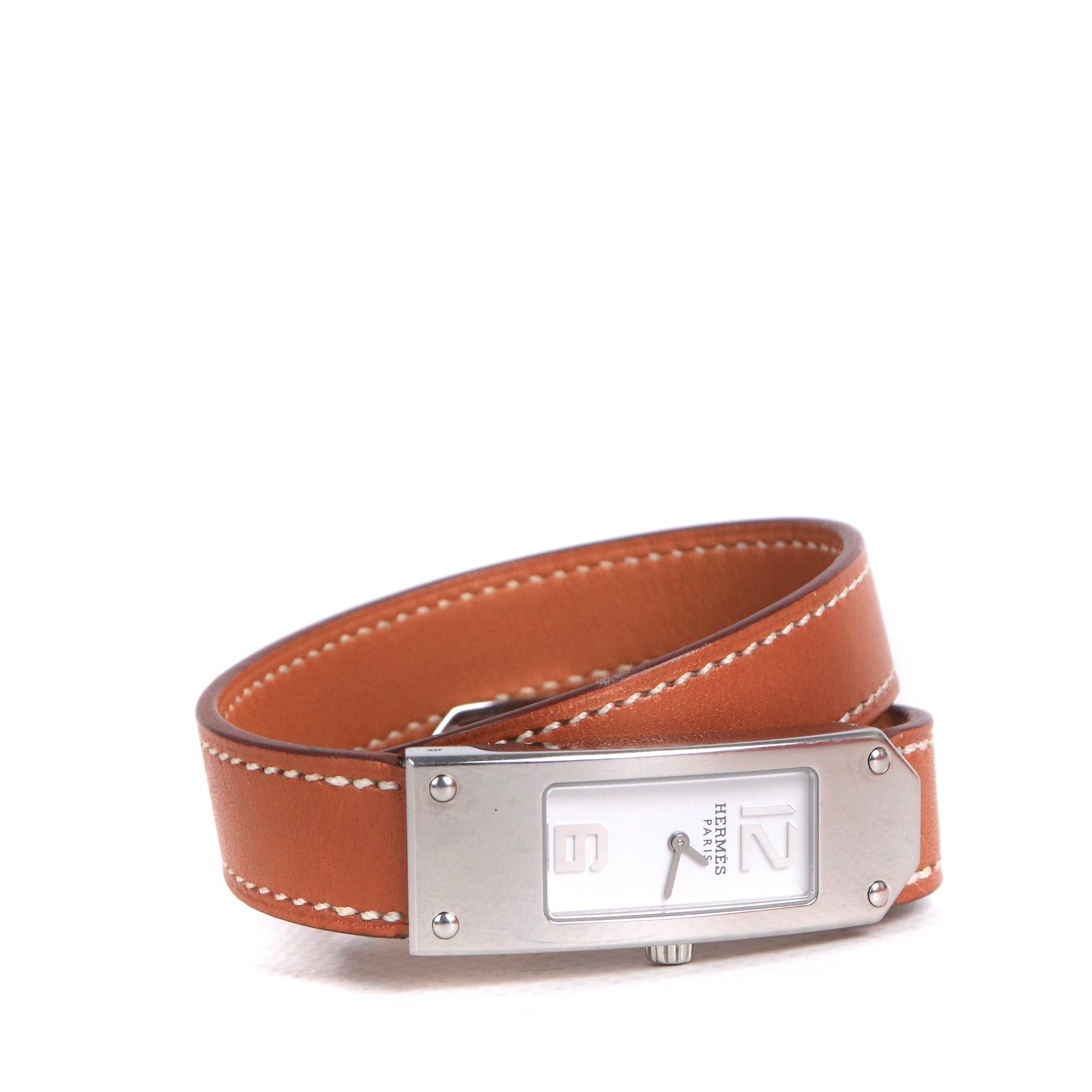 HERMÈS - Kelly watch in brown leather