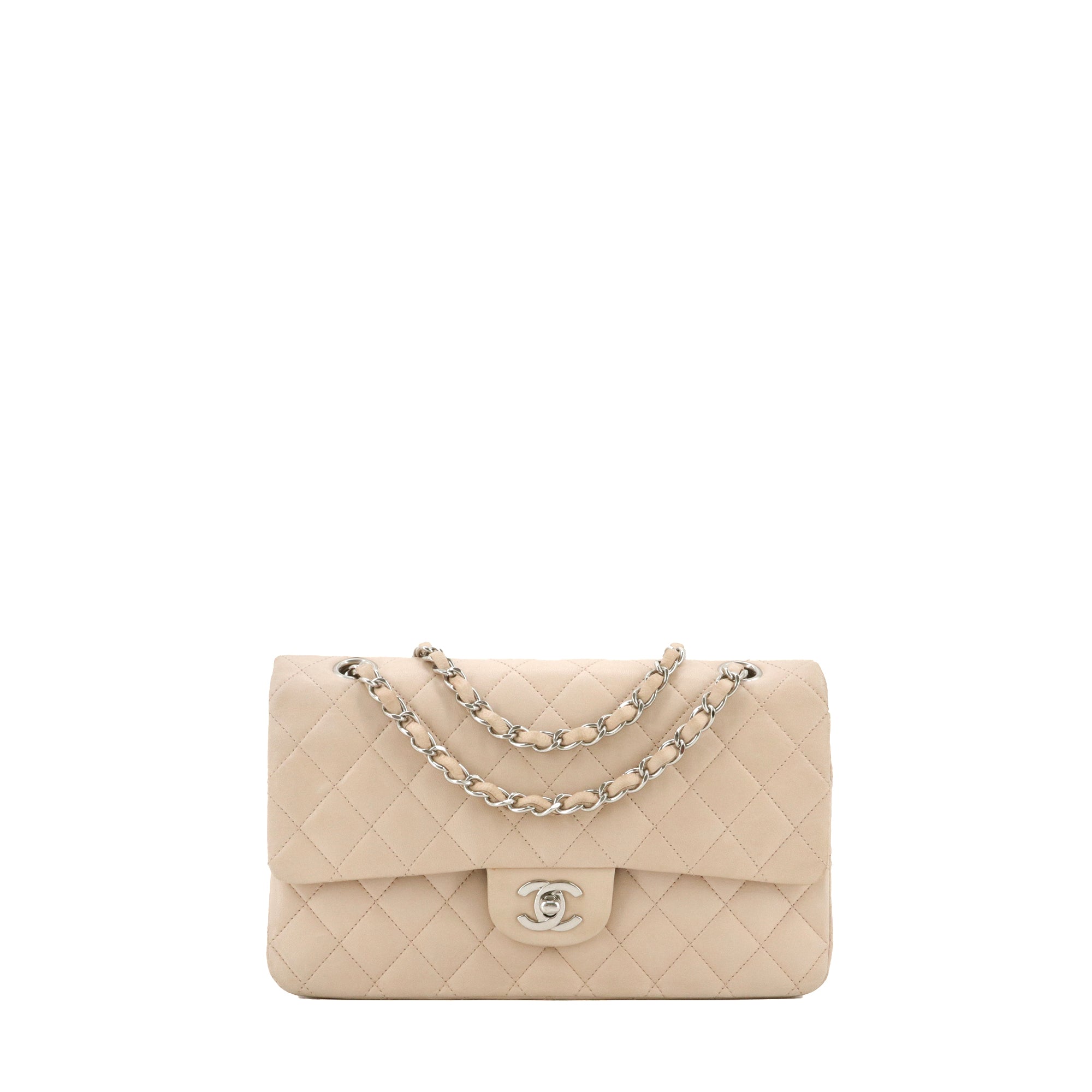 CHANEL - Sac à main Classique/Timeless Chanel 11.12 double flap Chanel en cuir lisse beige