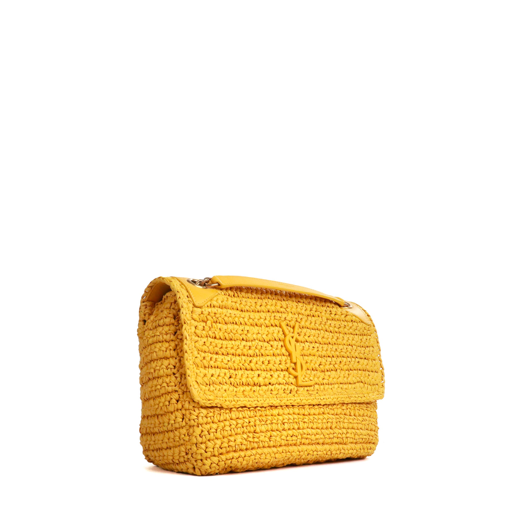 SAINT LAURENT - Sac à bandoulière Niki medium Saint Laurent en raphia jaune