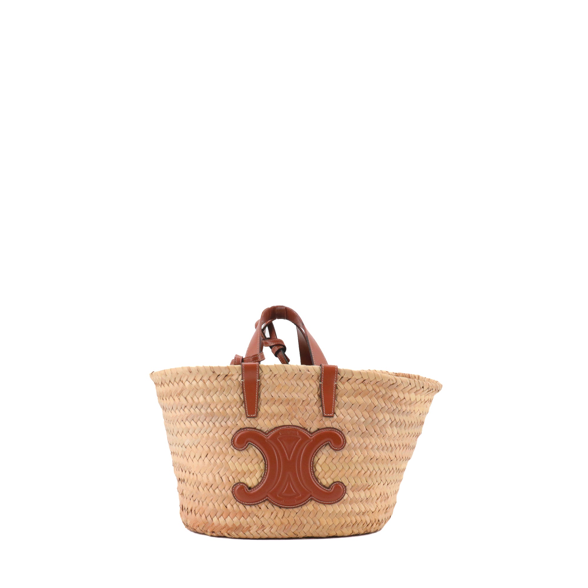CELINE - Panier Triomphe teen Celine en paille et cuir tan