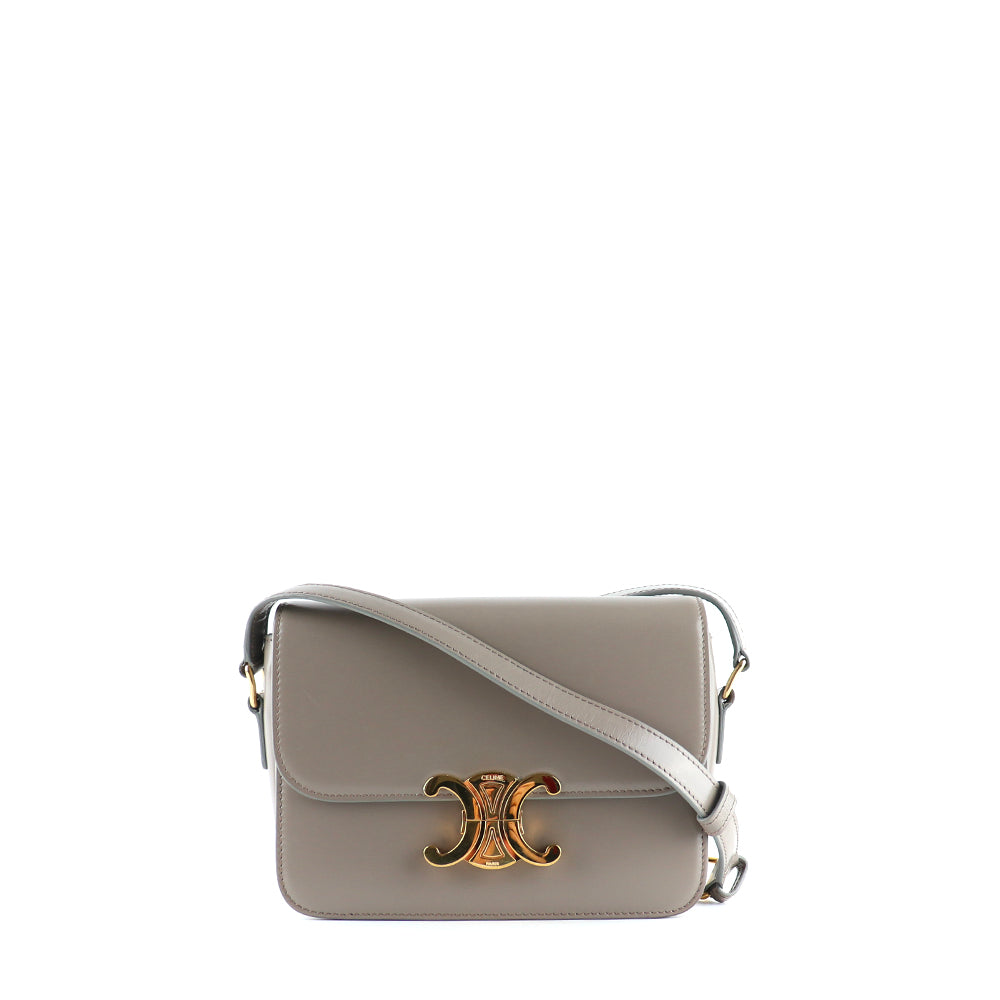 CELINE - Triomphe teen shoulder bag in gray box leather