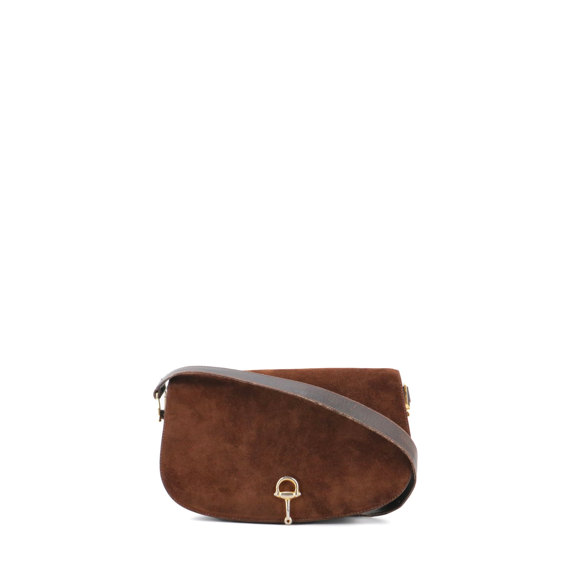 GUCCI Sac à bandoulière Vintage Gucci en daim et cuir marron d