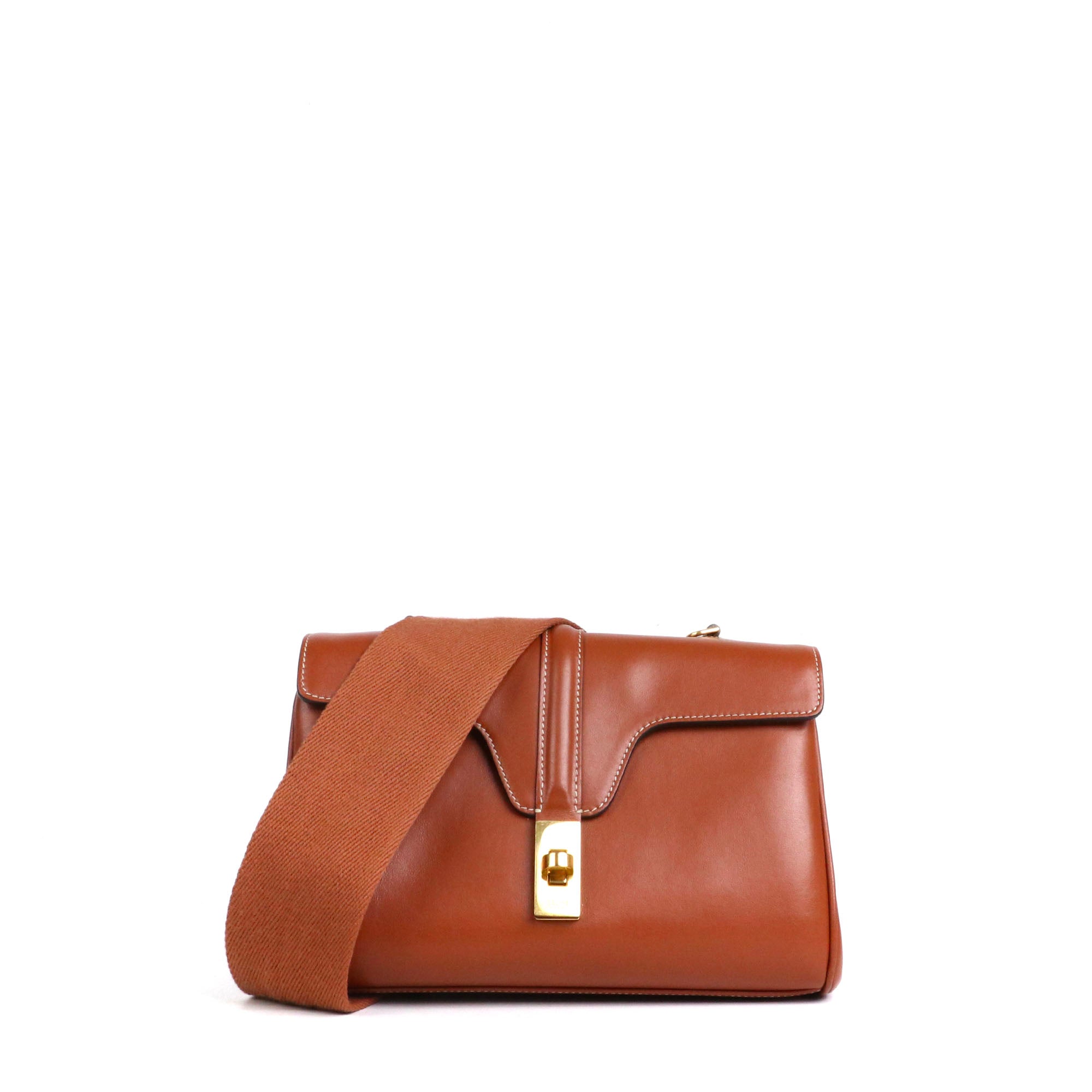 CELINE - Sac à bandoulière Soft 16 Teen Celine en cuir lisse marron
