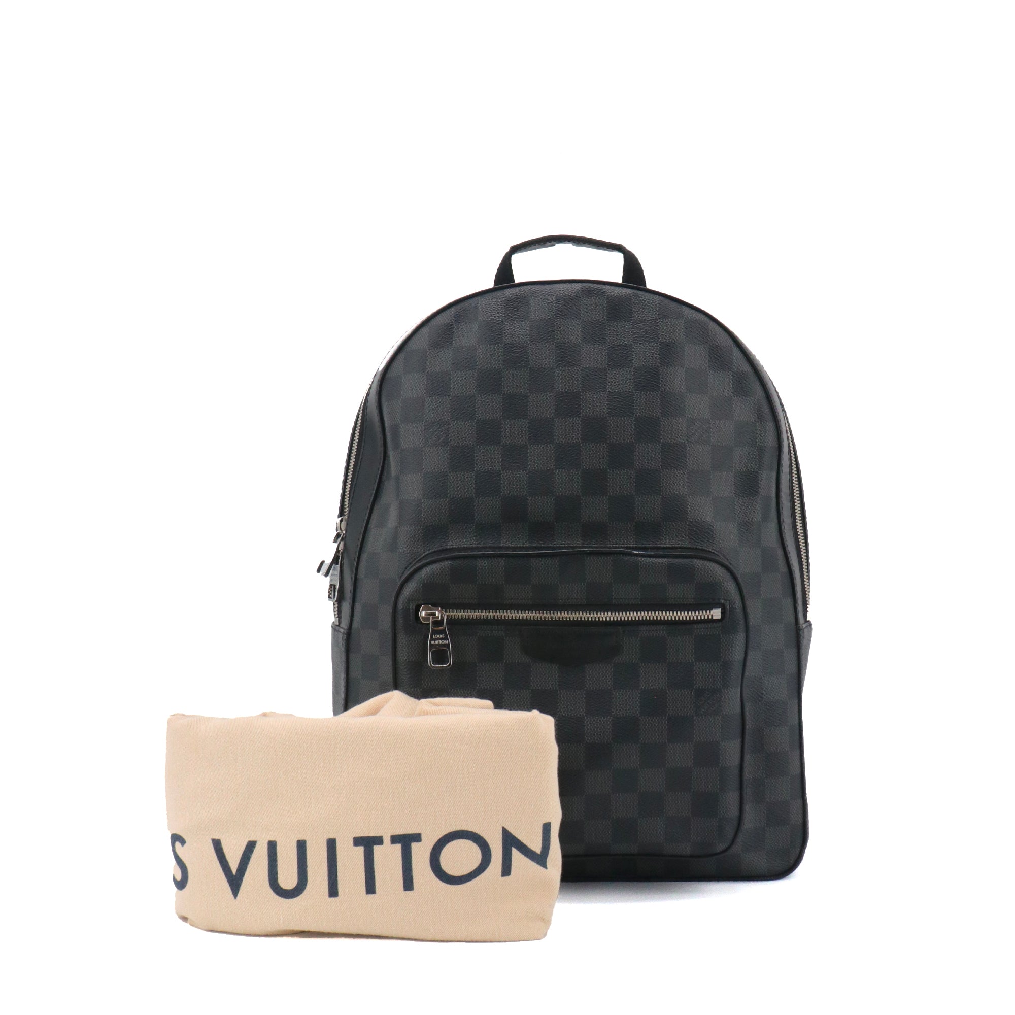 LOUIS VUITTON - Sac à dos Josh Louis Vuitton en cuir noir et toile damier graphite