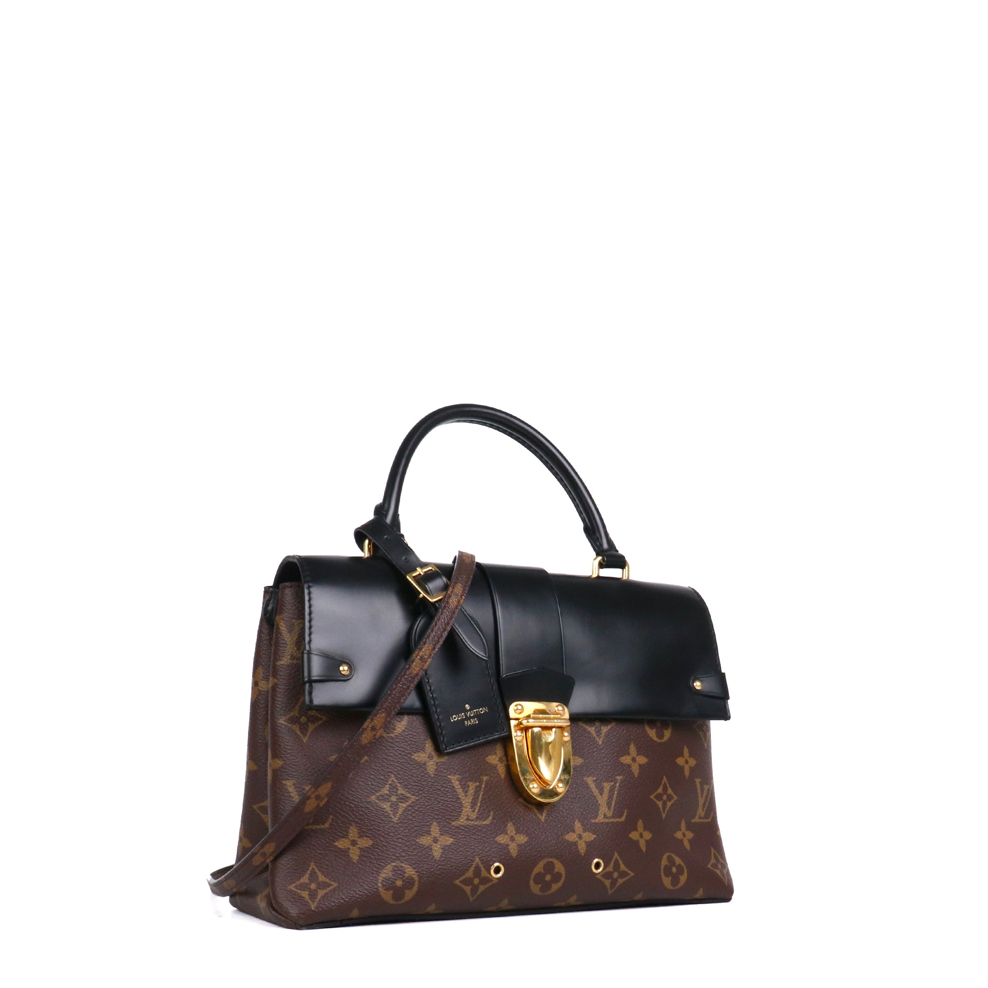 LOUIS VUITTON - Sac à bandoulière One Handle Flap Louis Vuitton en toile enduite et cuir lisse noir
