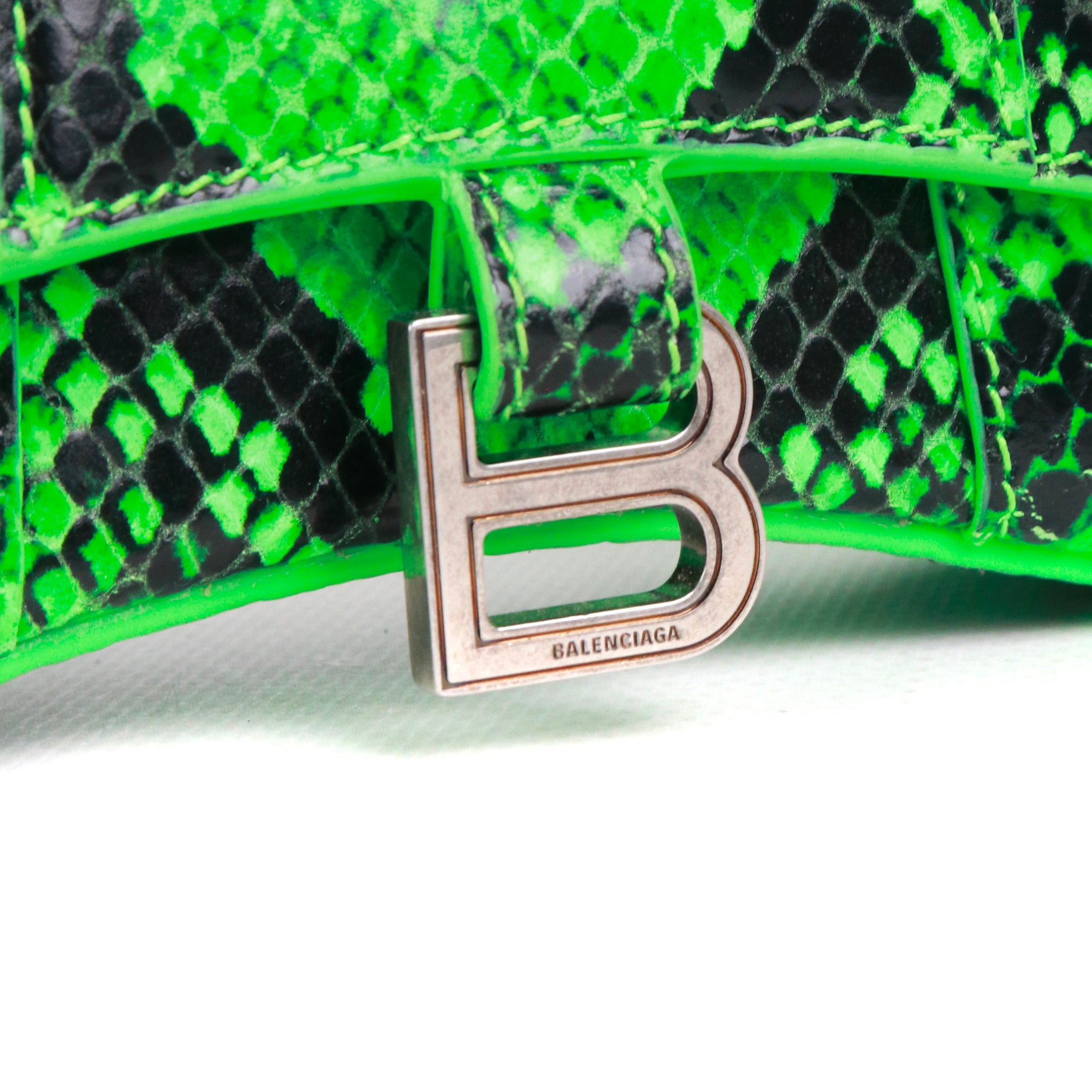 BALENCIAGA - Sac à bandoulière Hourglass Mini Balenciaga en cuir motif python vert