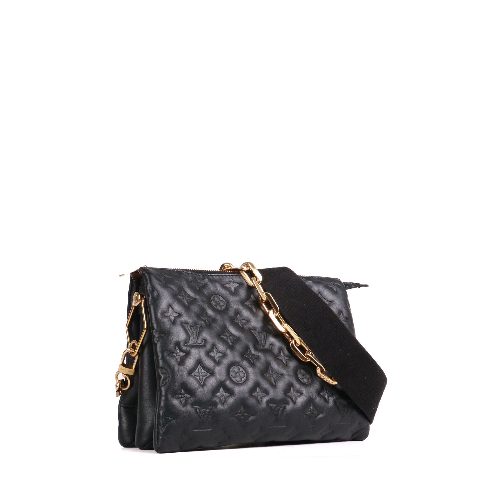 LOUIS VUITTON - Sac à bandoulière Coussin PM en cuir matelassé noir