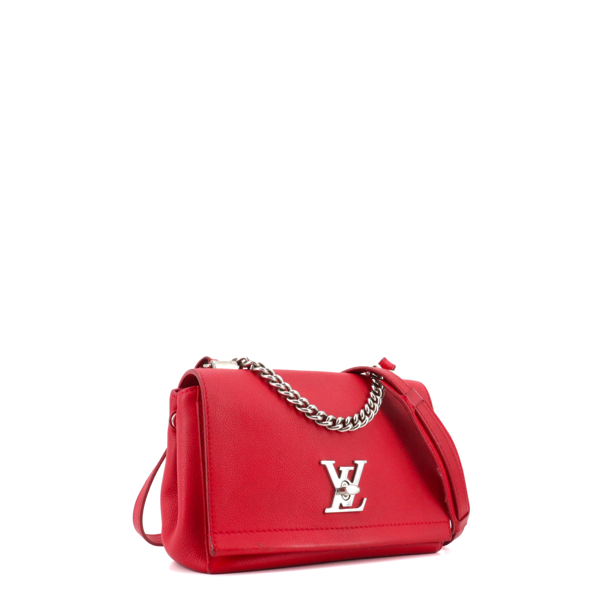 LOUIS VUITTON - Sac à main Lockme BB Louis Vuitton en cuir grainé rouge
