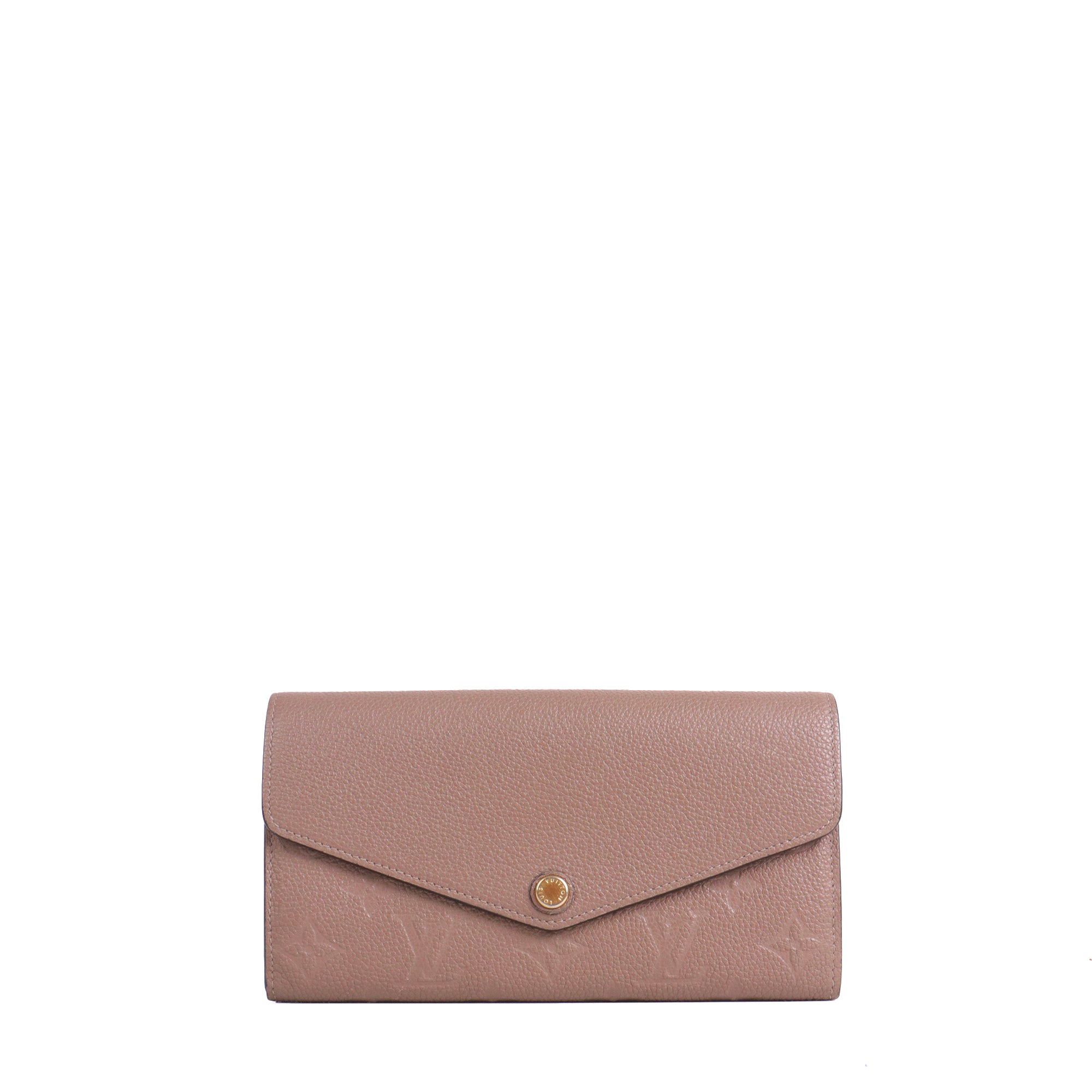 LOUIS VUITTON - Portefeuille Sarah Louis Vuitton en cuir Monogram Empreinte taupe