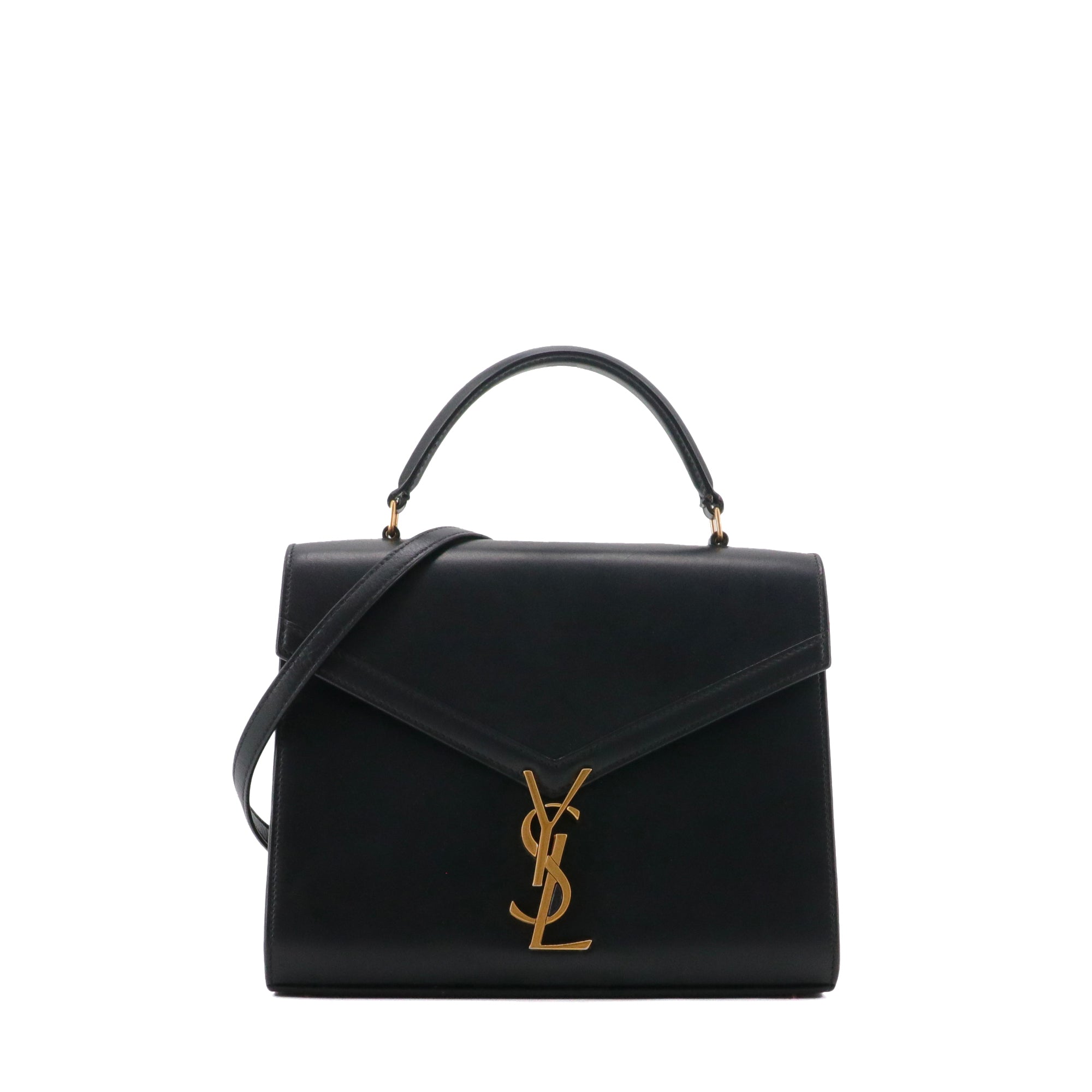 SAINT LAURENT - Sac à bandoulière Cassandra Top Handle medium Saint Laurent en cuir box noir
