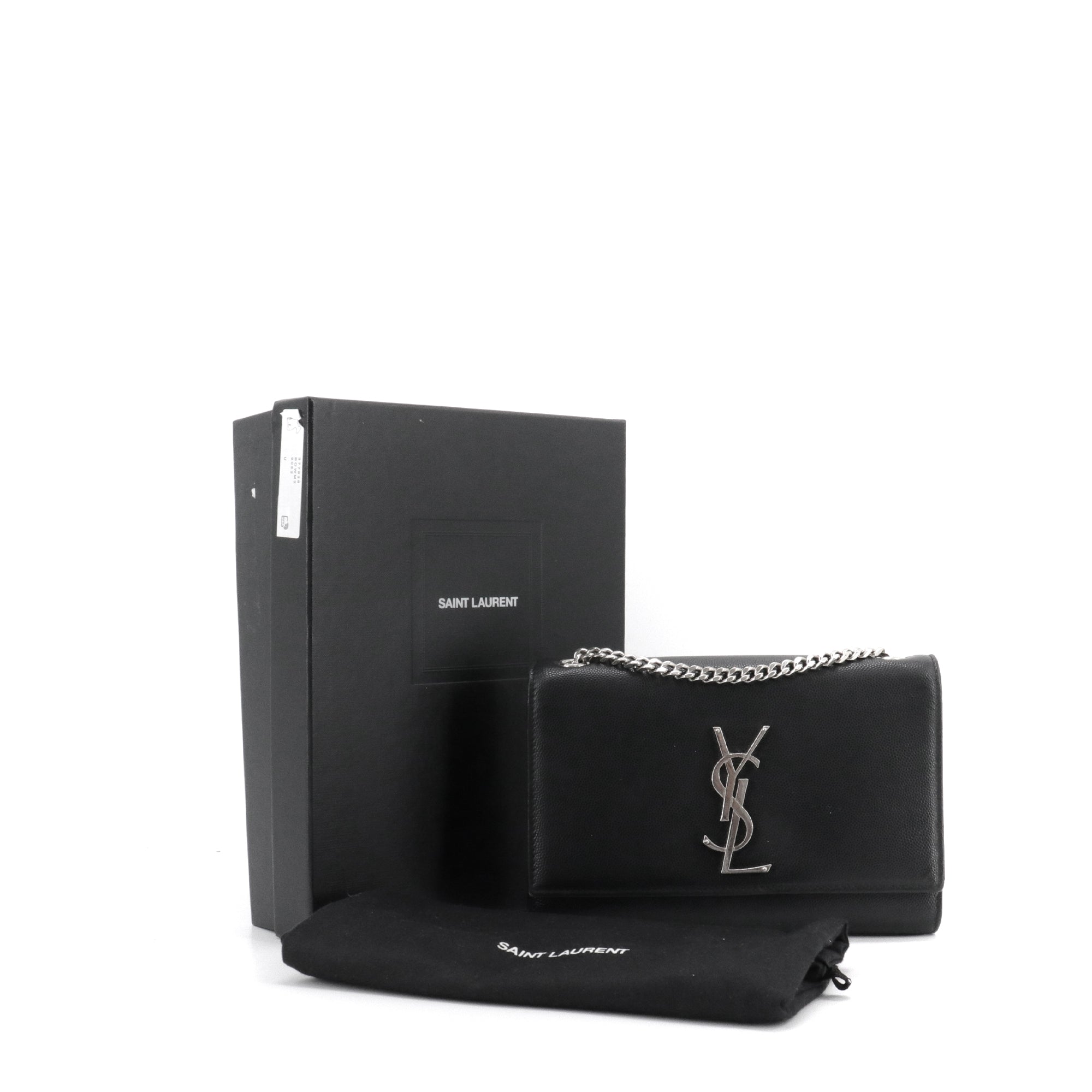 SAINT LAURENT - Sac à bandoulière Kate Small Saint Laurent en cuir grainé noir
