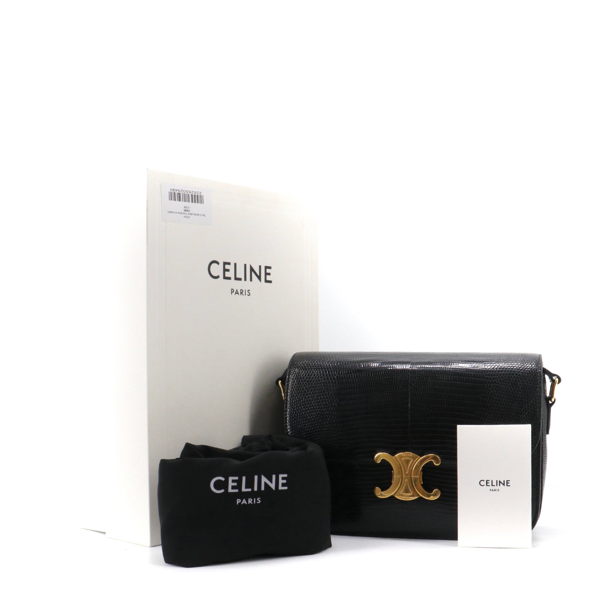 CELINE - Sac à bandoulière Triomphe Celine en lézard noir