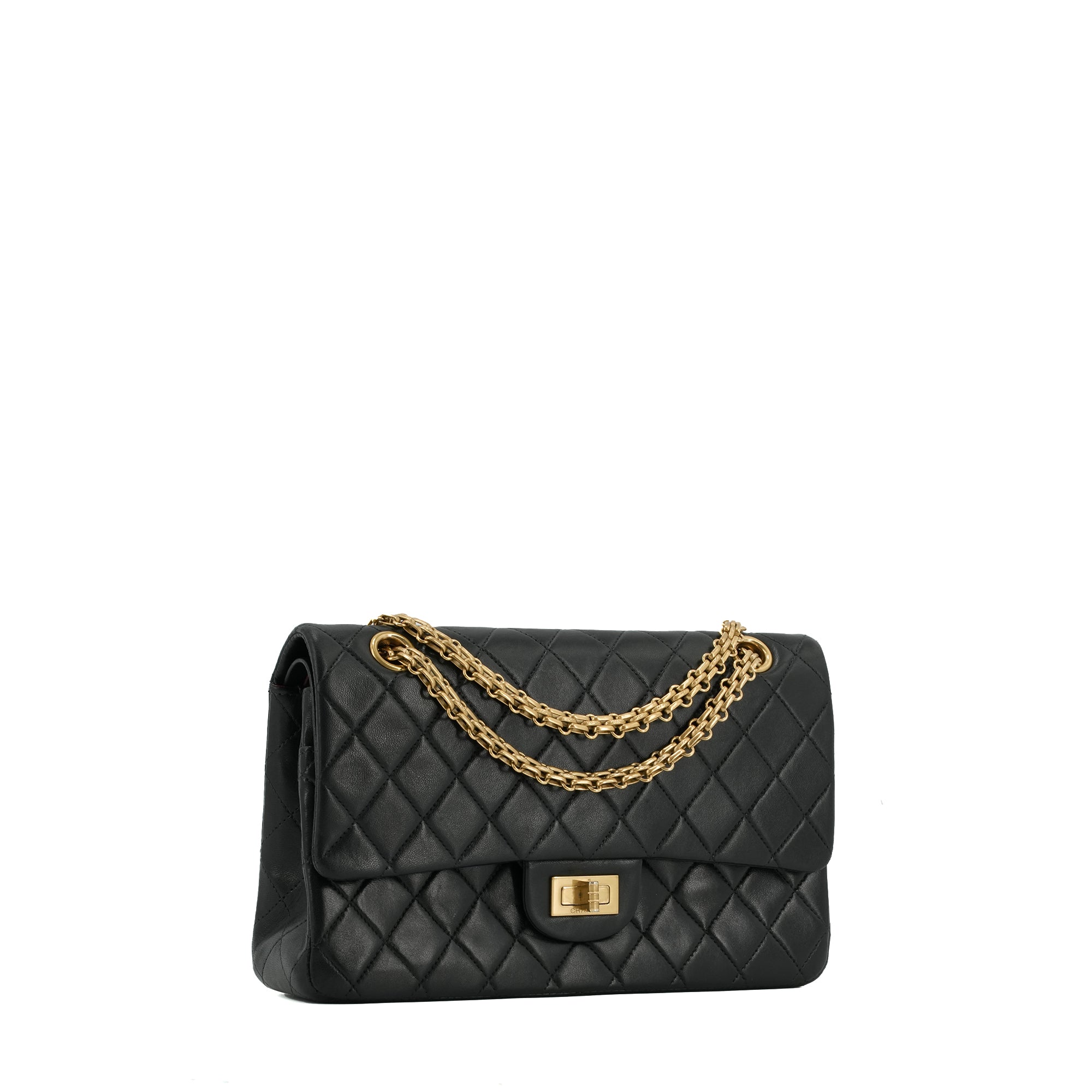 CHANEL - Sac à bandoulière 2.55 Chanel en cuir matelassé noir vintage
