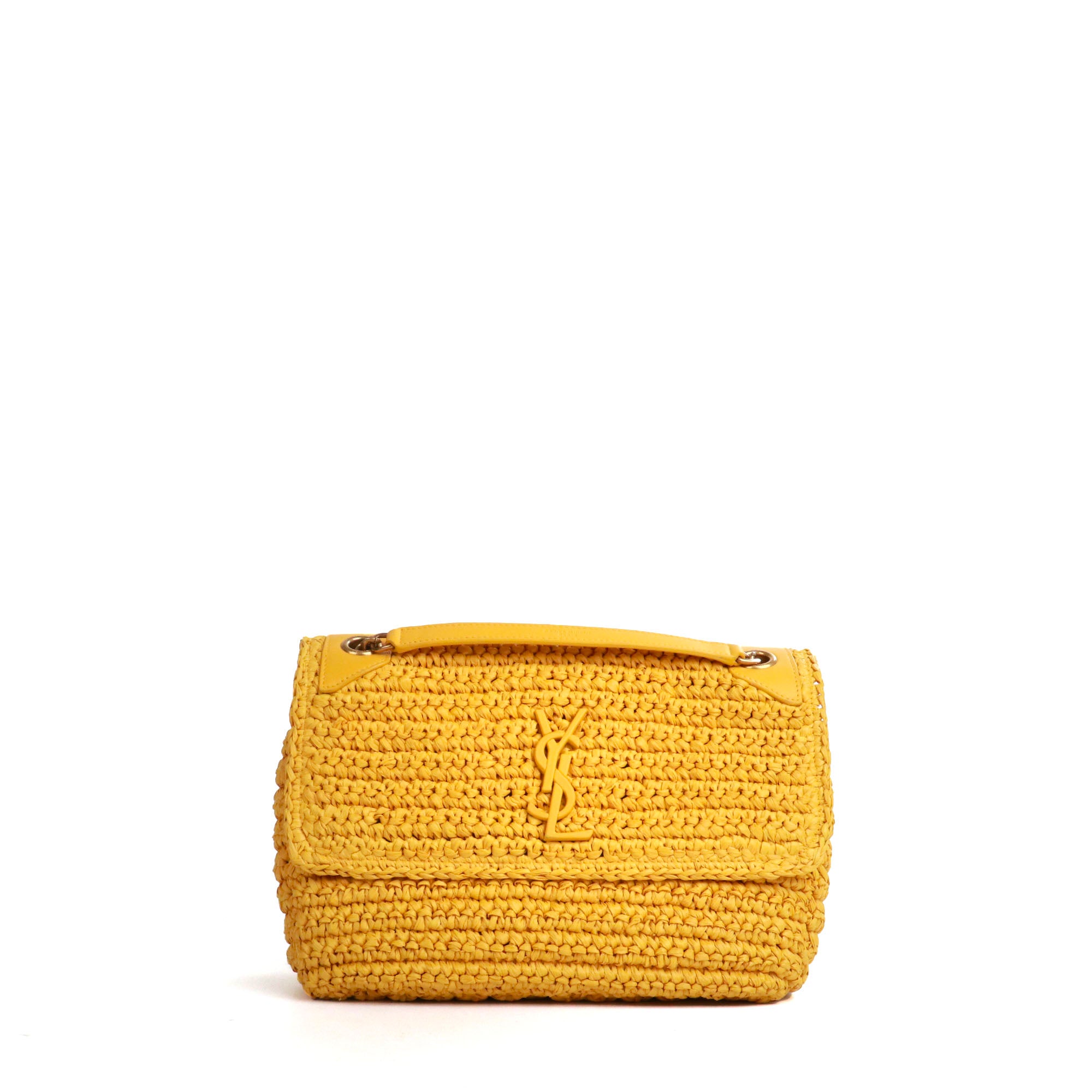 SAINT LAURENT - Sac à bandoulière Niki medium Saint Laurent en raphia jaune