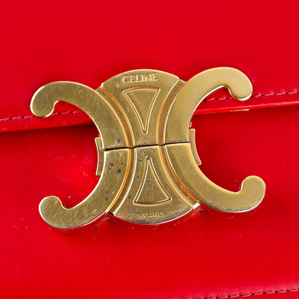 CELINE - Sac à bandoulière Triomphe teen en cuir rouge