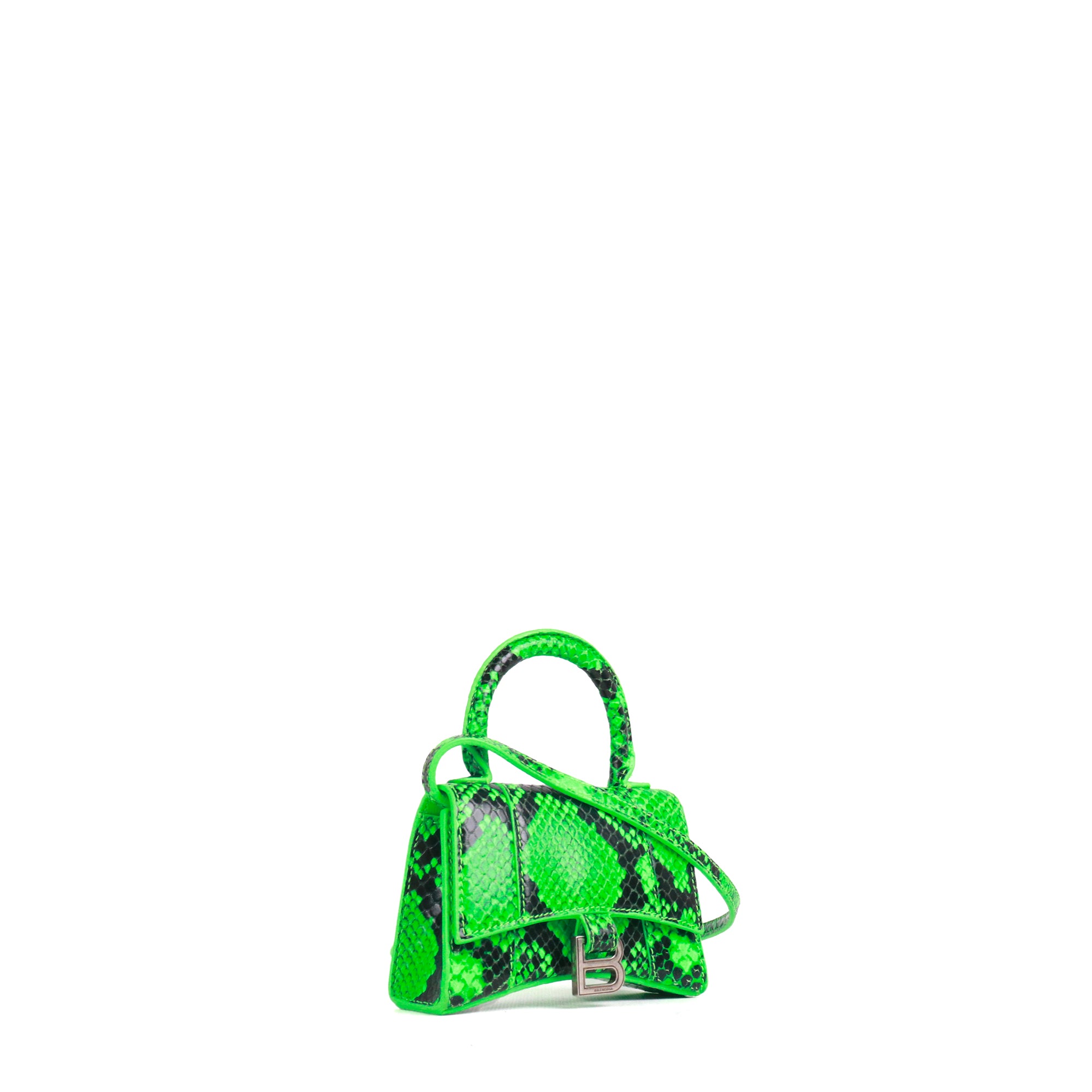 BALENCIAGA - Sac à bandoulière Hourglass Mini Balenciaga en cuir motif python vert