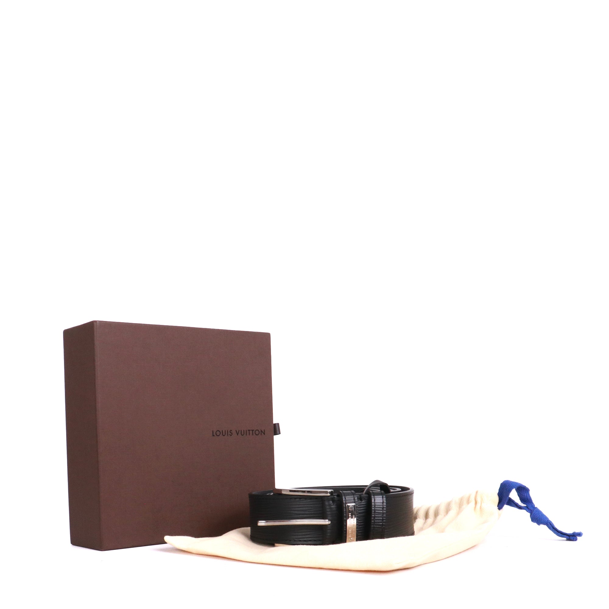 LOUIS VUITTON - Ceinture Louis Vuitton en cuir épi noir (T100)