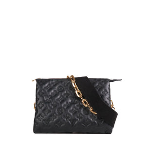 LOUIS VUITTON - Sac à bandoulière Coussin PM en cuir matelassé noir