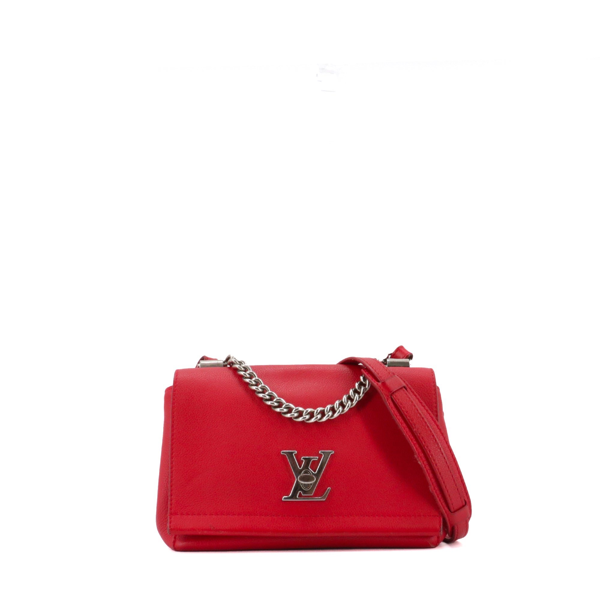 LOUIS VUITTON - Sac à main Lockme BB Louis Vuitton en cuir grainé rouge