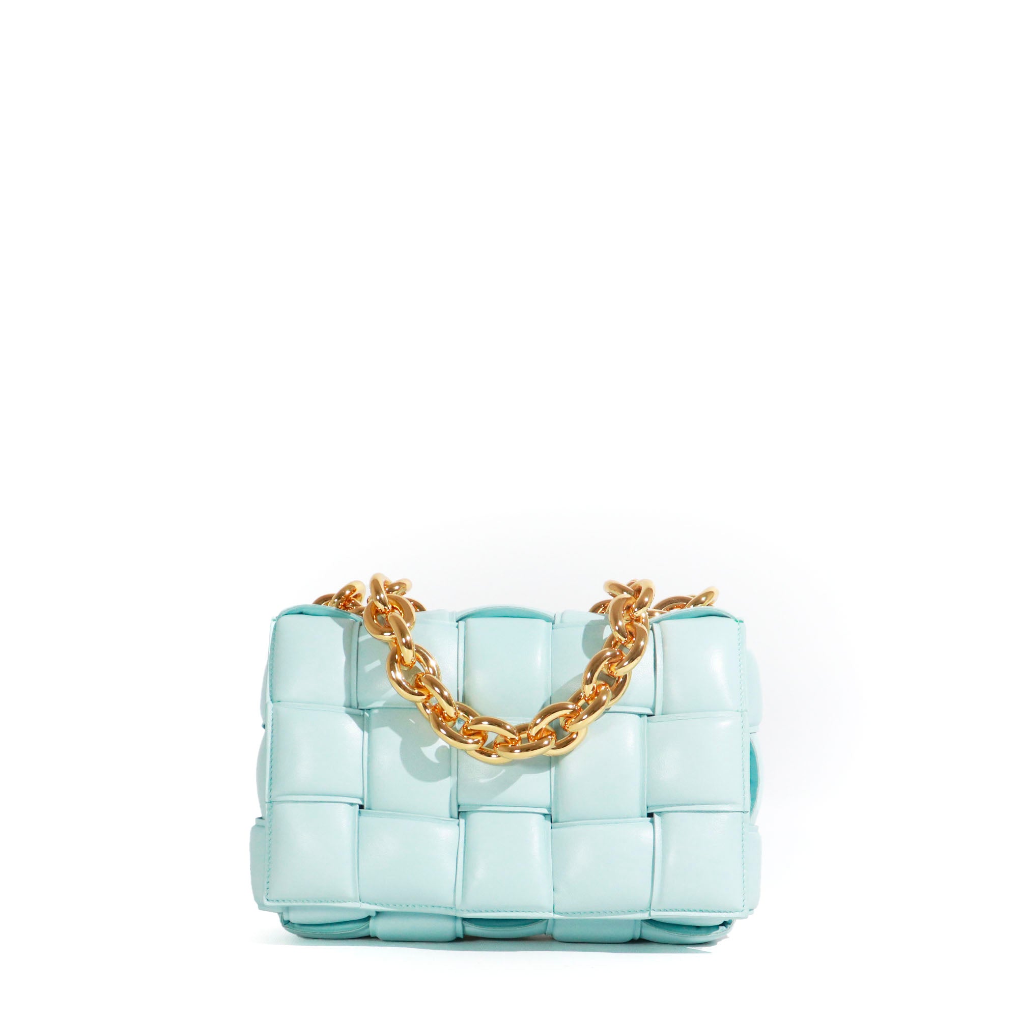 BOTTEGA VENETA - Chain Cassette shoulder bag in pastel blue leather