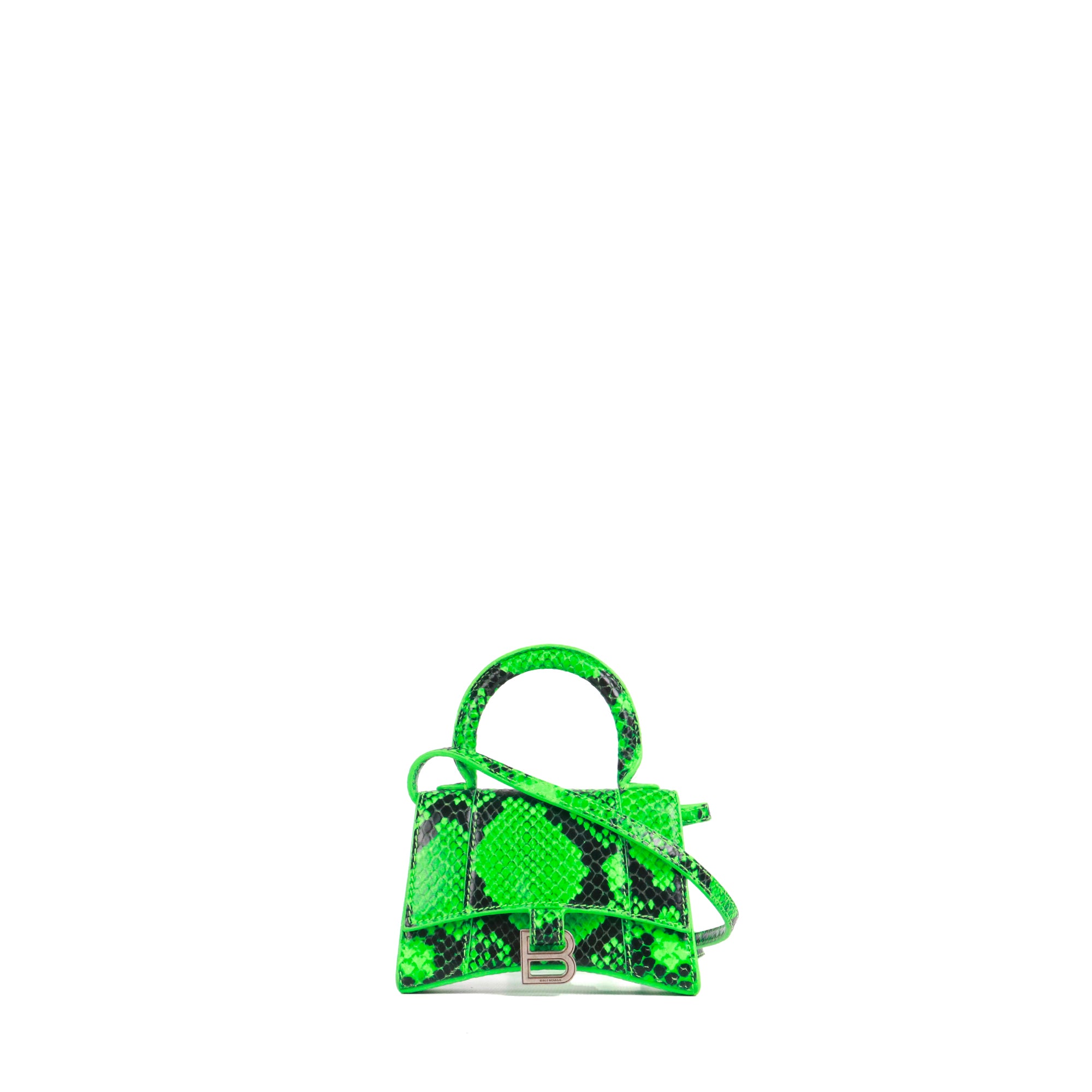 BALENCIAGA - Sac à bandoulière Hourglass Mini Balenciaga en cuir motif python vert